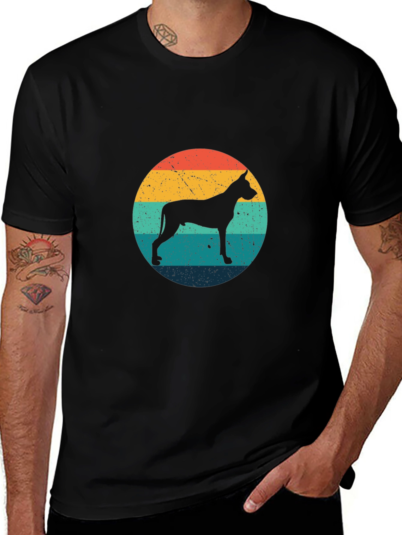 Retro Dog Silhouette Graphic Tee - Great Dane