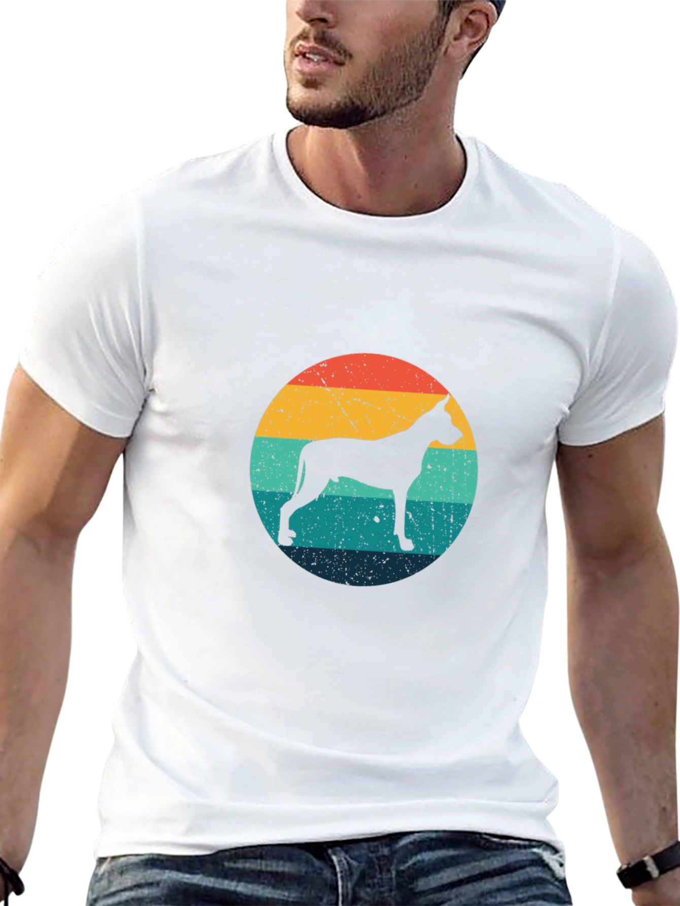 Retro Dog Silhouette Graphic Tee - Great Dane