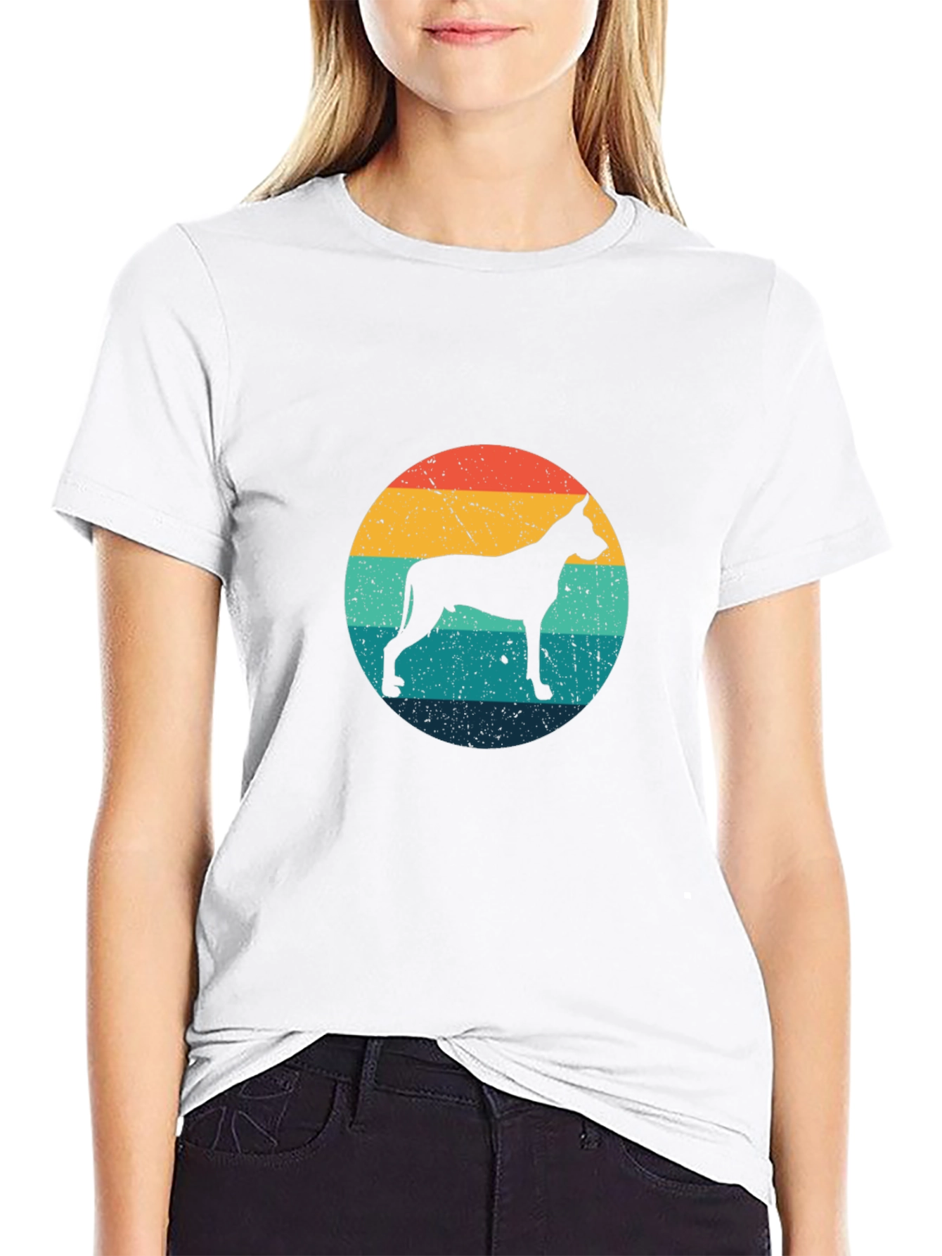 Retro Dog Silhouette Graphic Tee - Great Dane