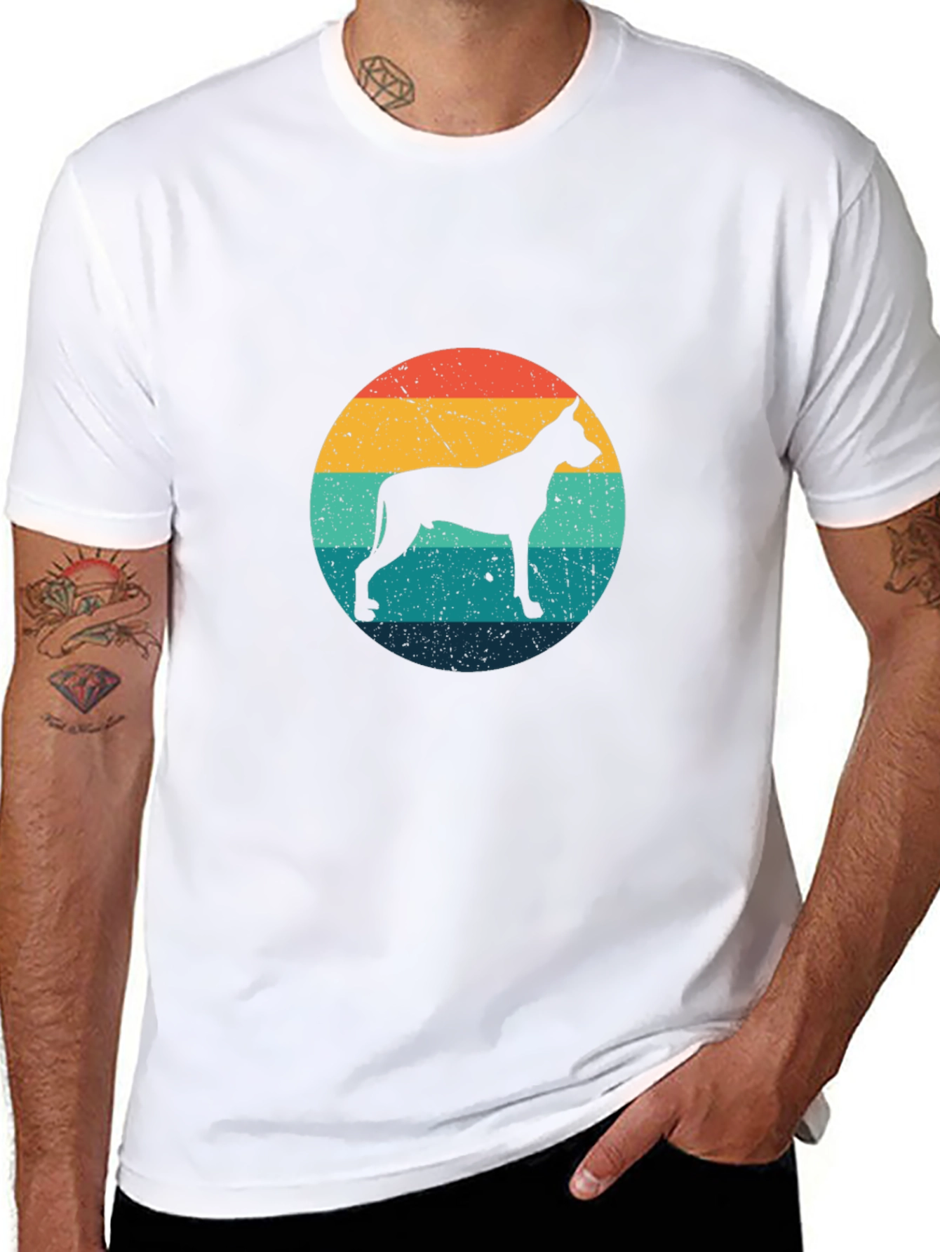 Retro Dog Silhouette Graphic Tee - Great Dane