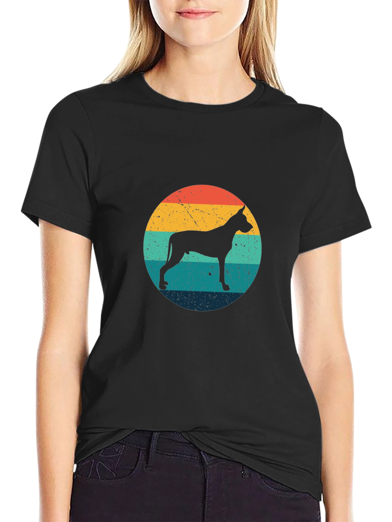 Retro Dog Silhouette Graphic Tee - Great Dane