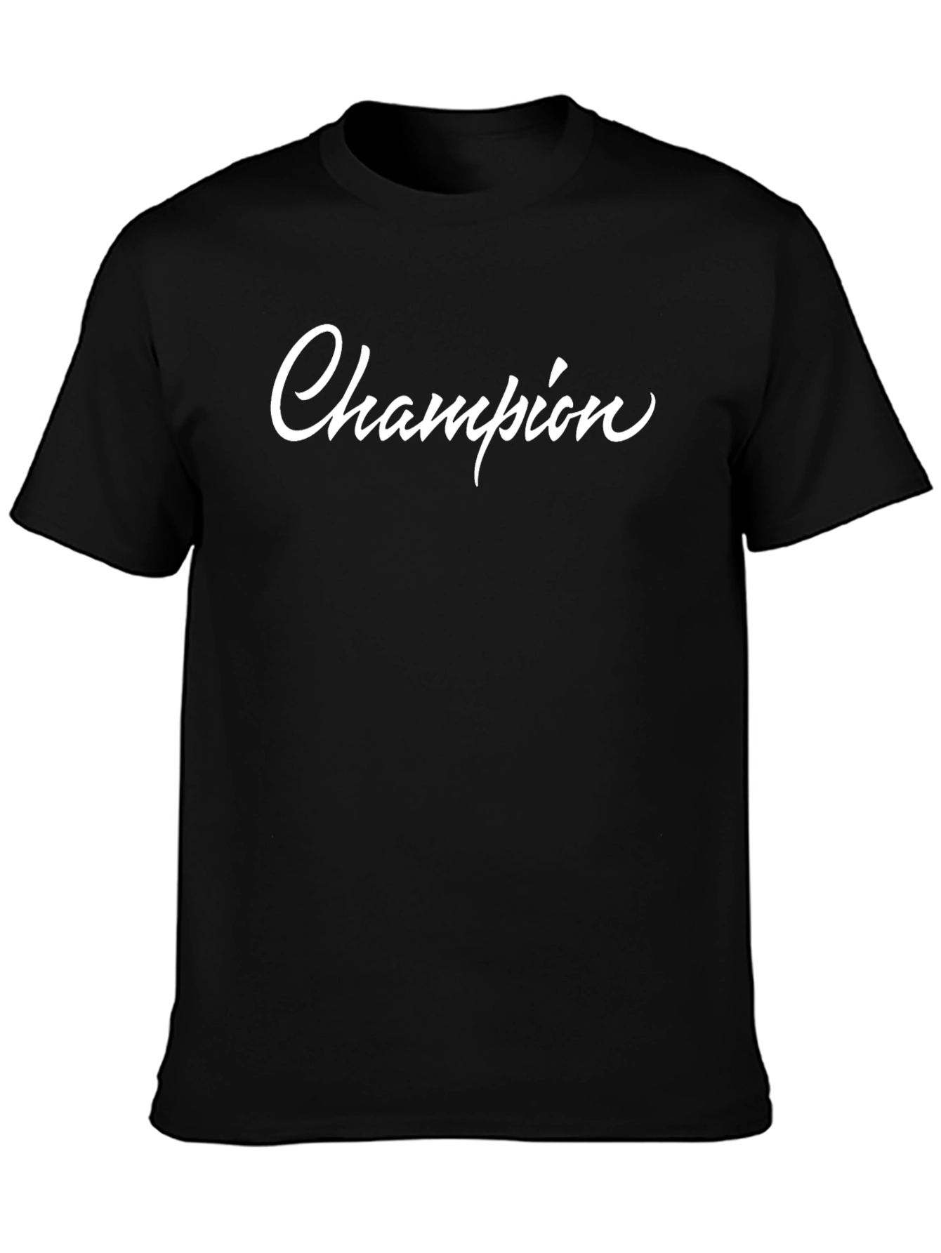Champion Script Black T-Shirt - Stylish & Comfortable