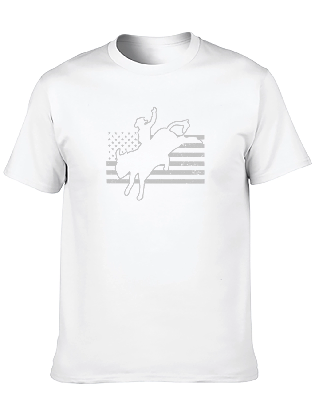 Cowboy Bull Riding US Flag Graphic T-Shirt
