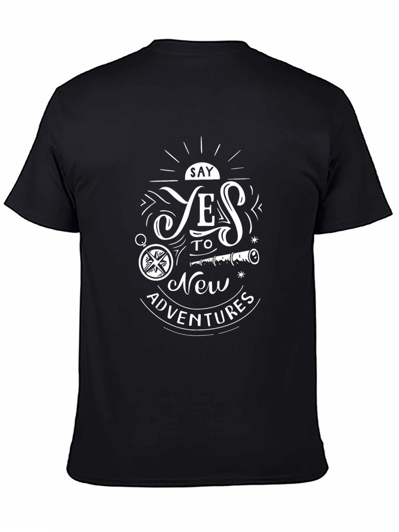 Adventure Awaits: Graphic Print Black Tee