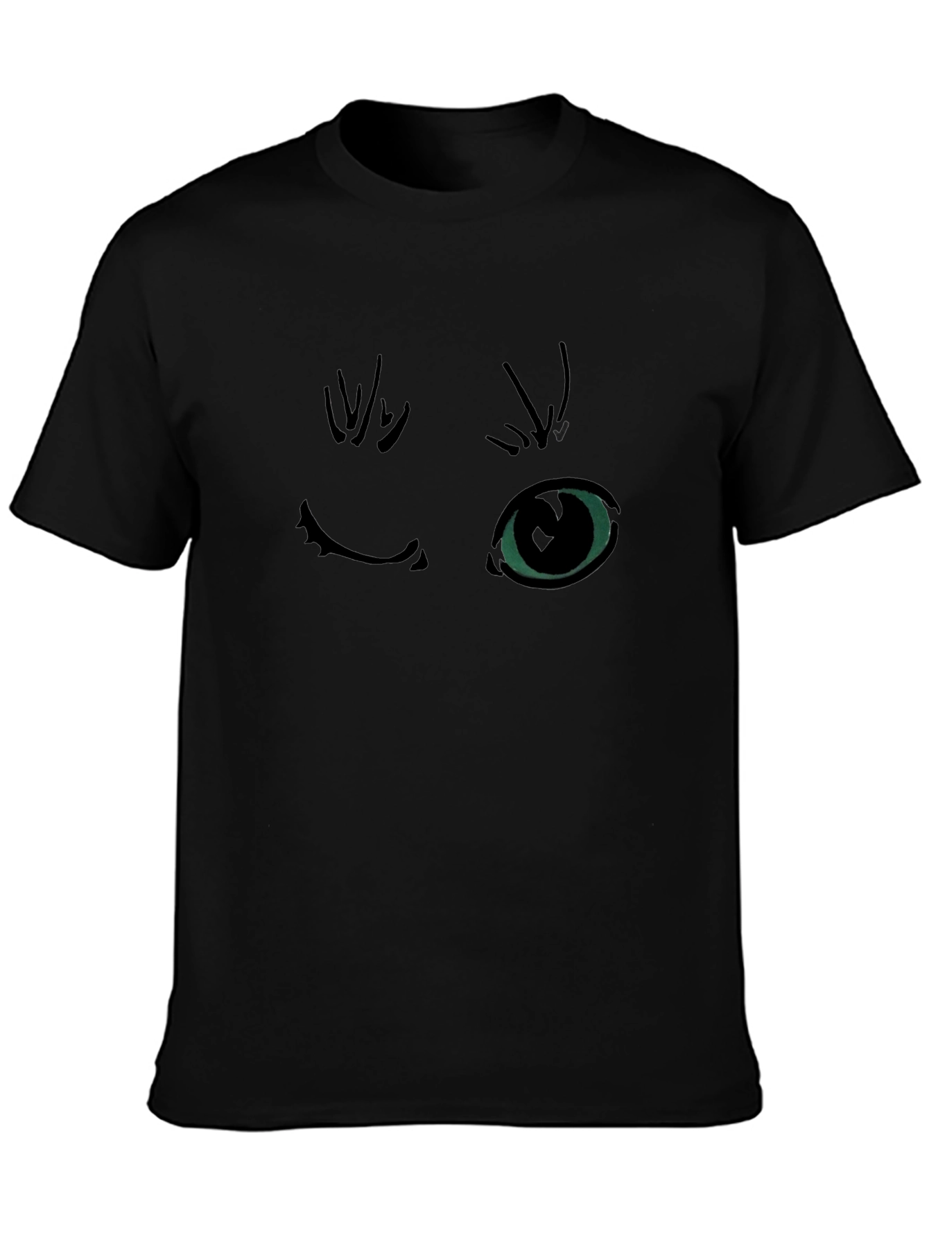 Winking Cat Graphic Black T-Shirt
