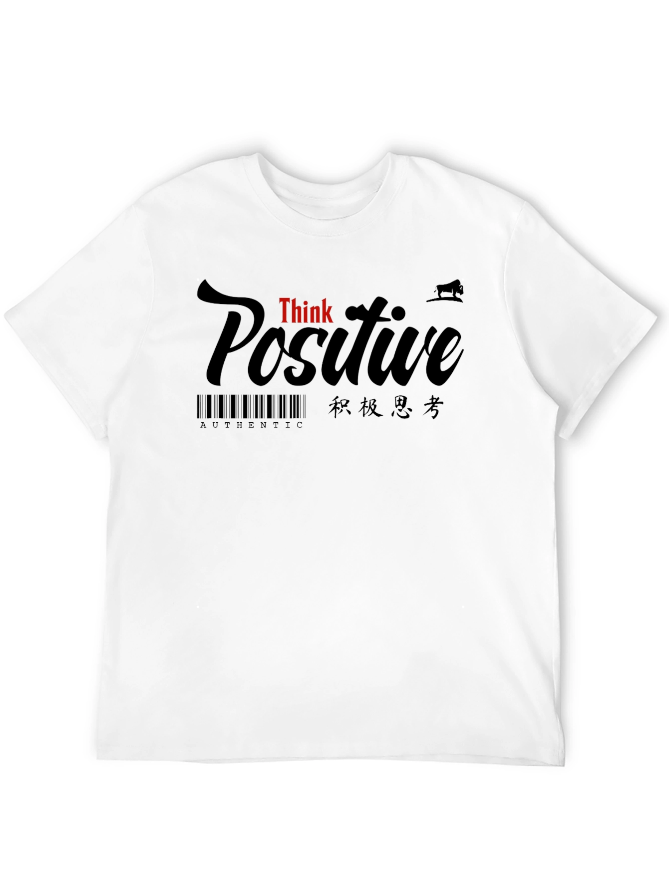 Think Positive Graphic Black T-Shirt
