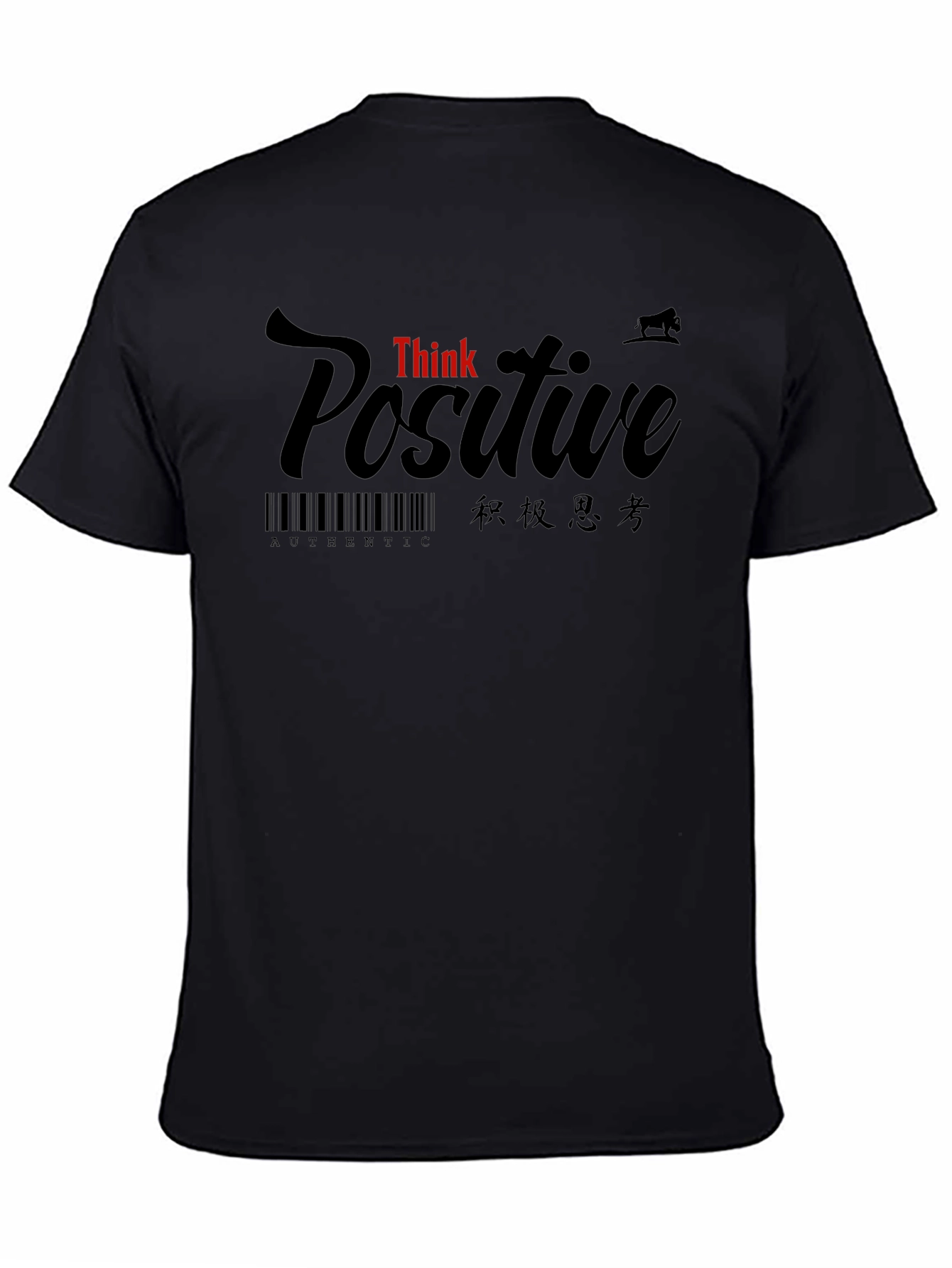 Think Positive Graphic Black T-Shirt