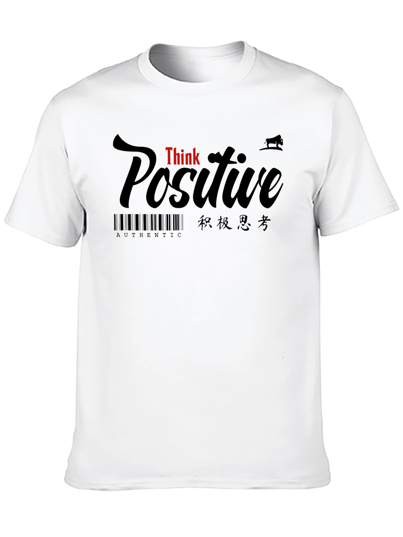 Think Positive Graphic Black T-Shirt