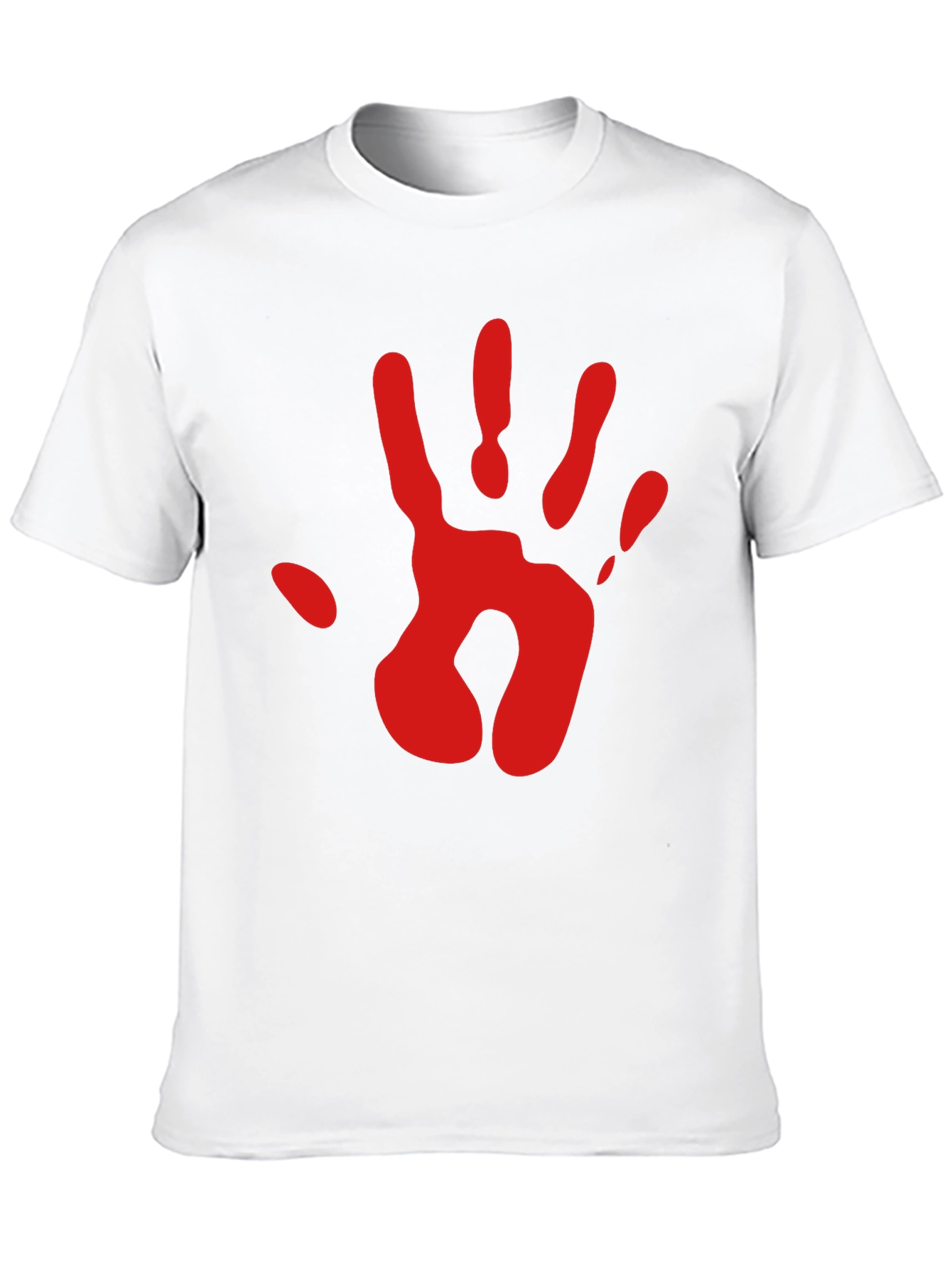 Red Handprint Graphic Tee - Black Cotton Blend T-Shirt