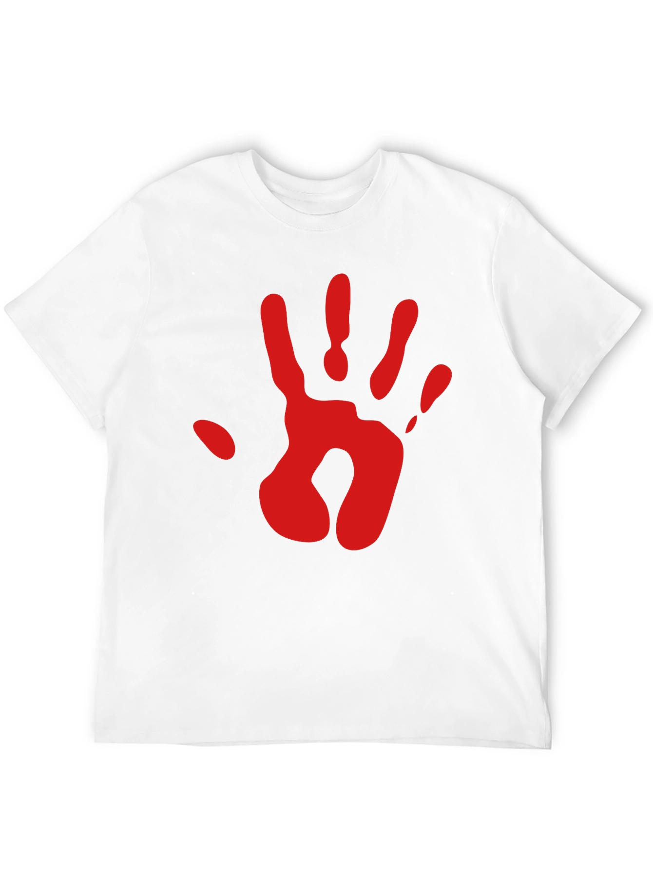Red Handprint Graphic Tee - Black Cotton Blend T-Shirt
