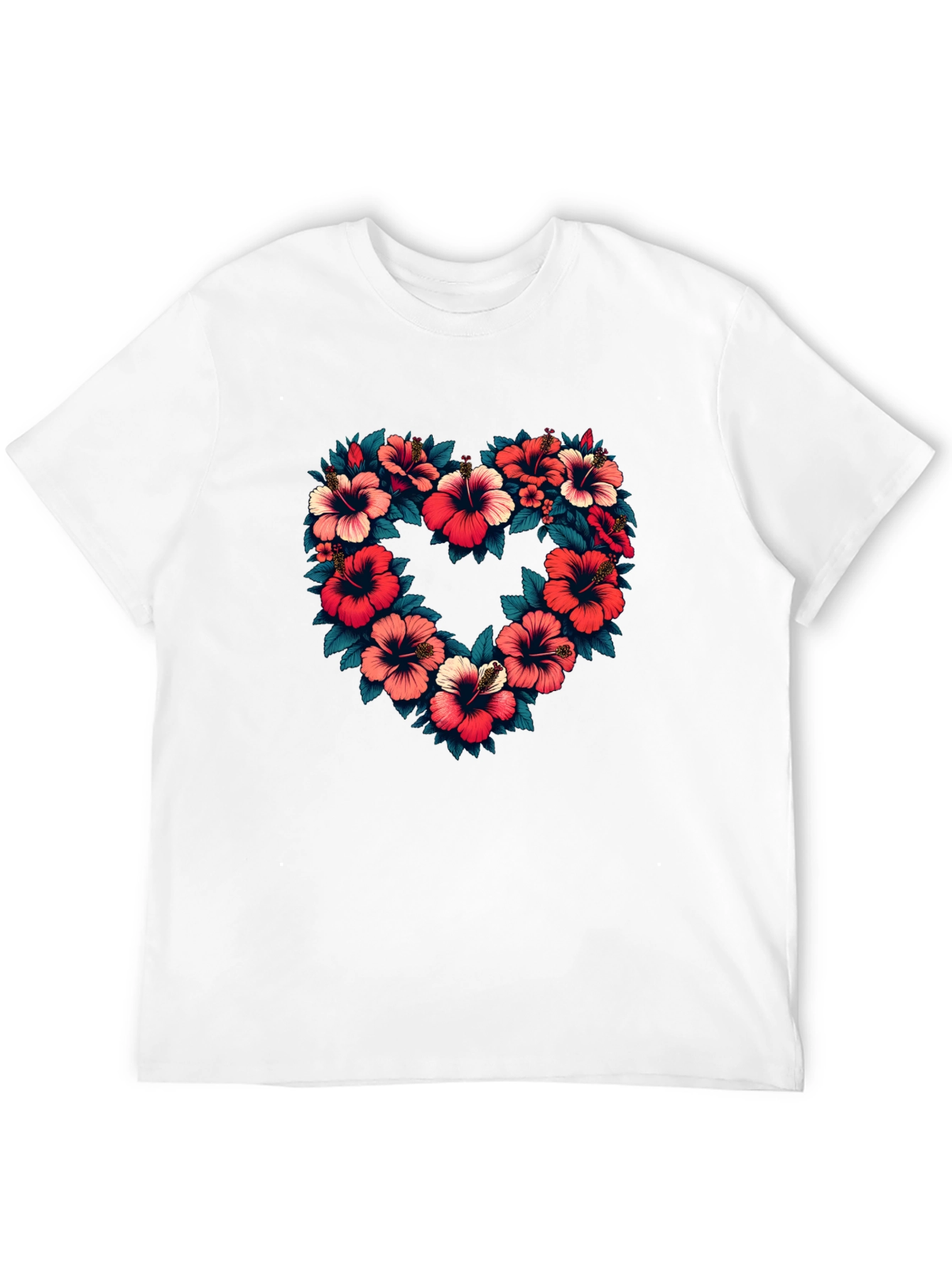 Floral Heart Graphic Black T-Shirt