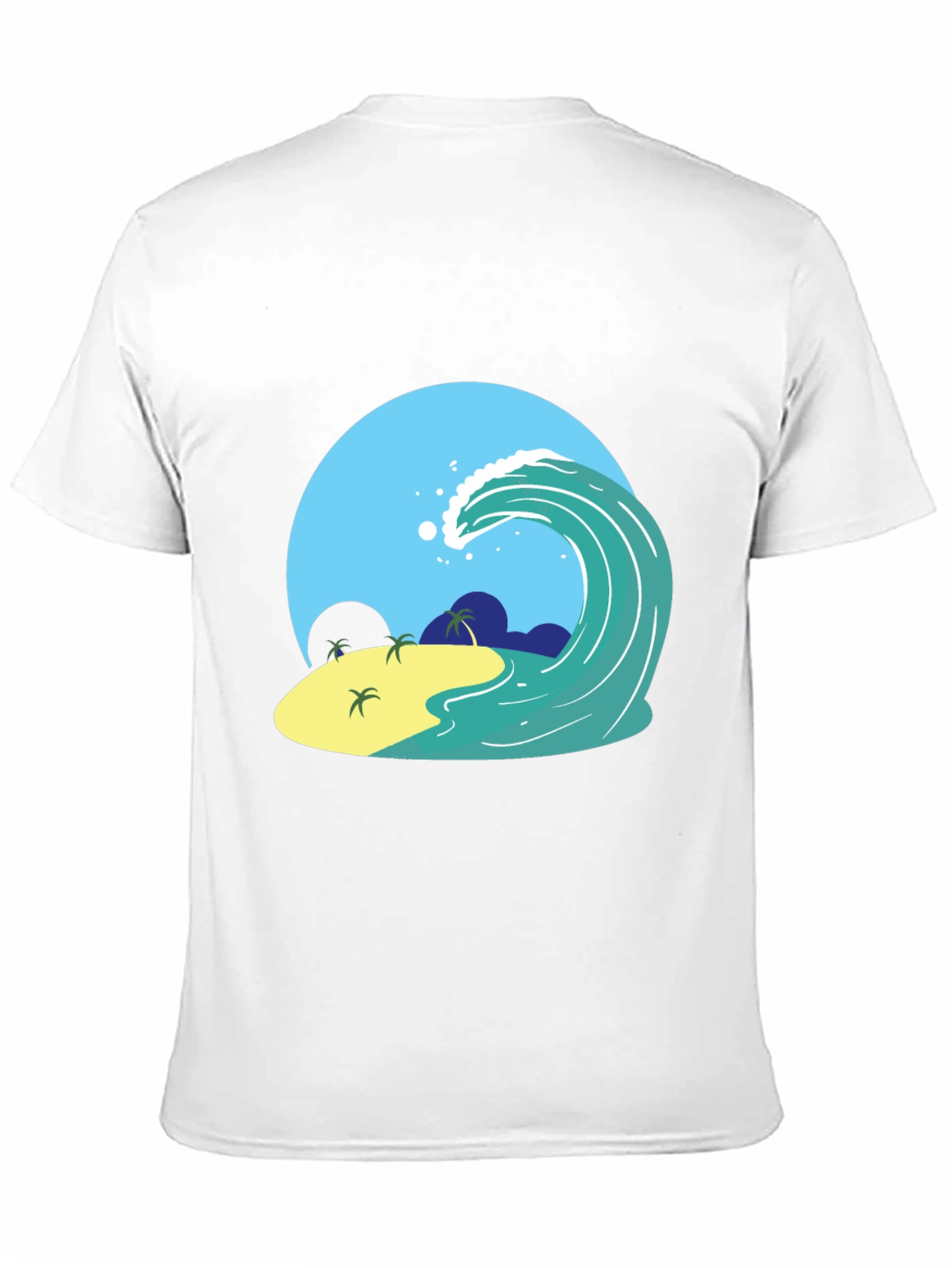 Island Wave Graphic Tee - Black Cotton T-Shirt