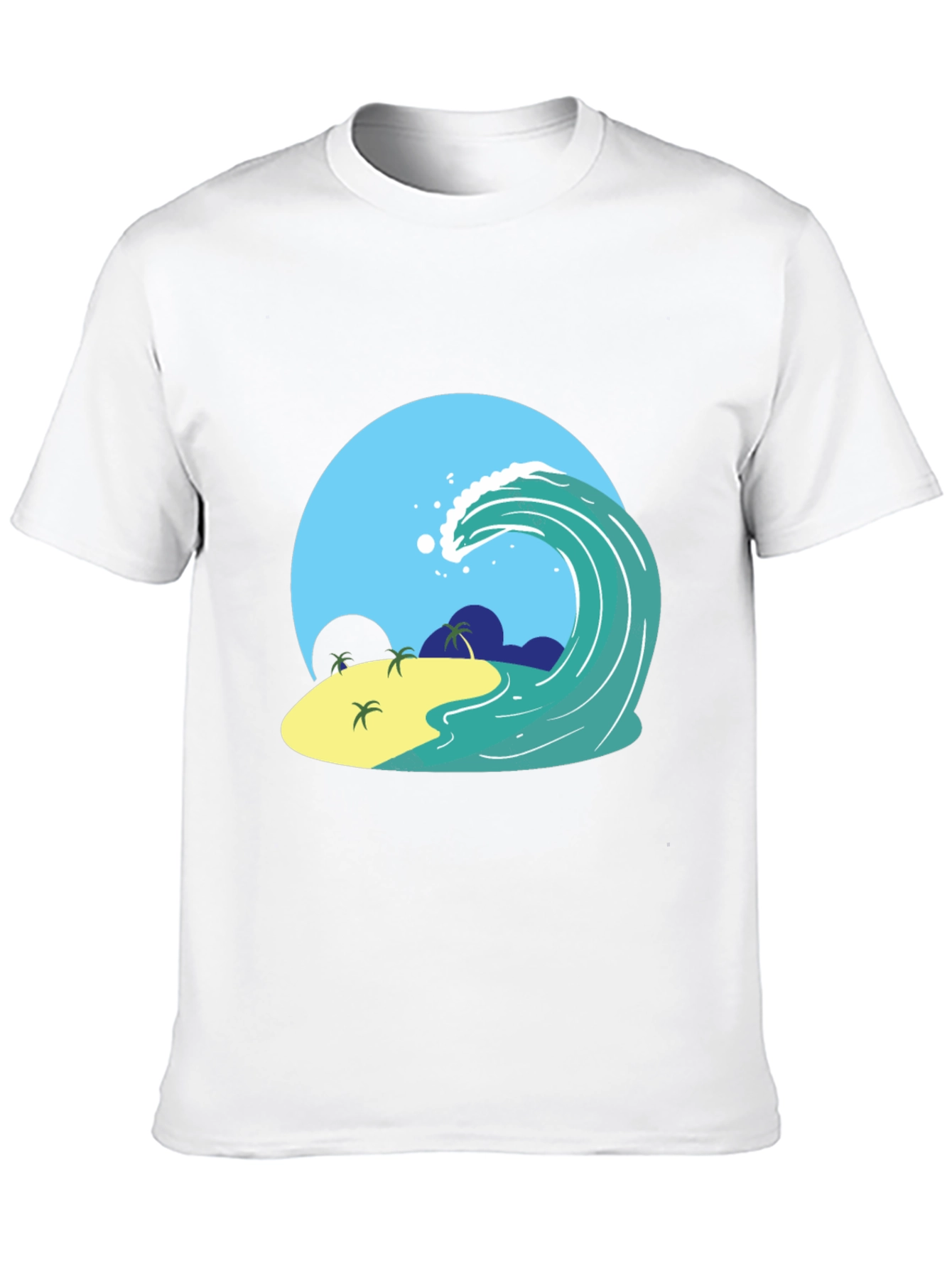 Island Wave Graphic Tee - Black Cotton T-Shirt