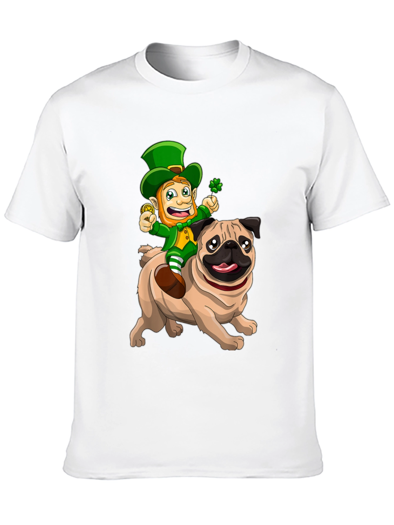St. Patricks Day Leprechaun Riding a Pug T-Shirt