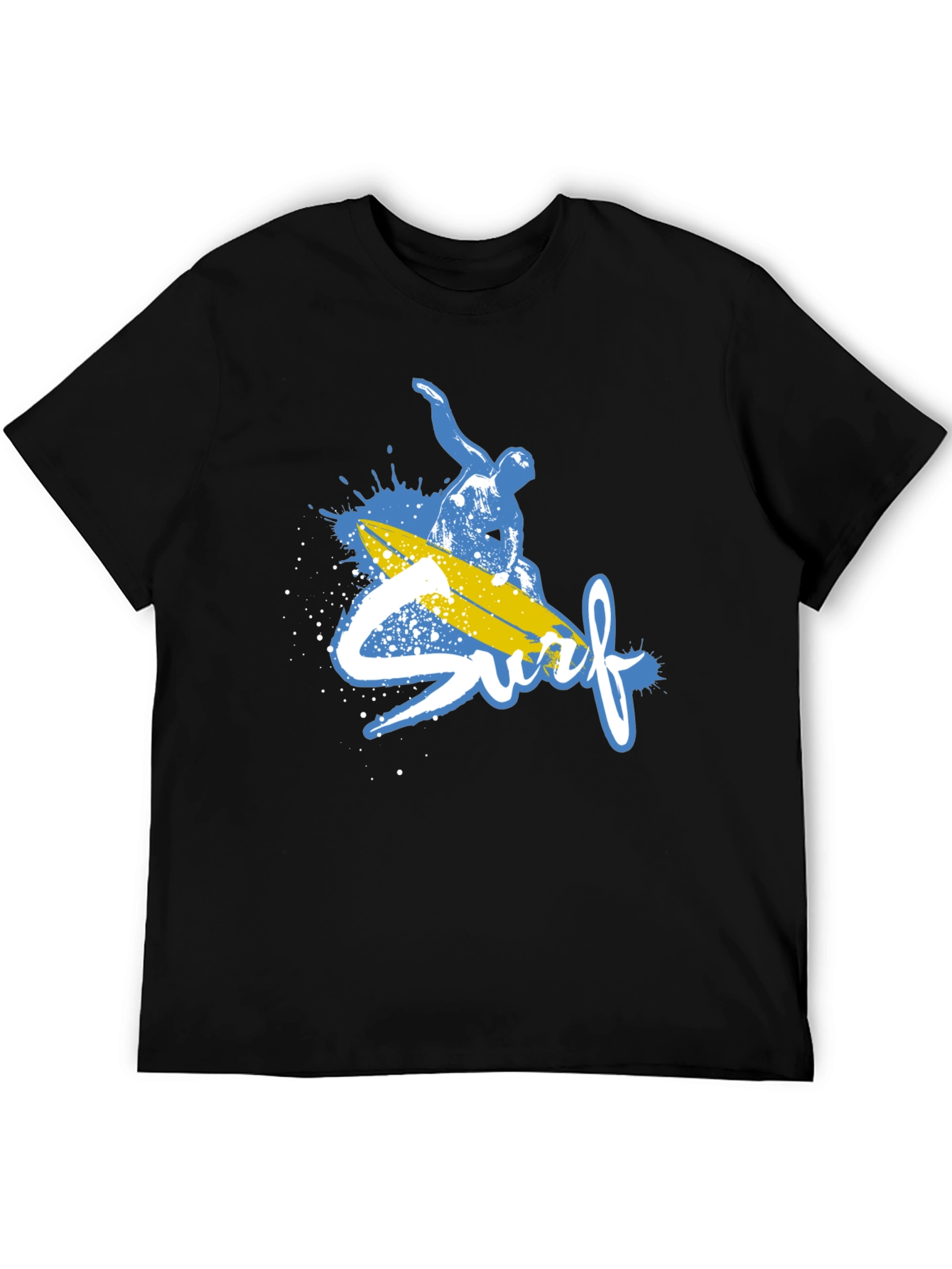 Surfs Up Graphic Tee - Black Cotton T-Shirt