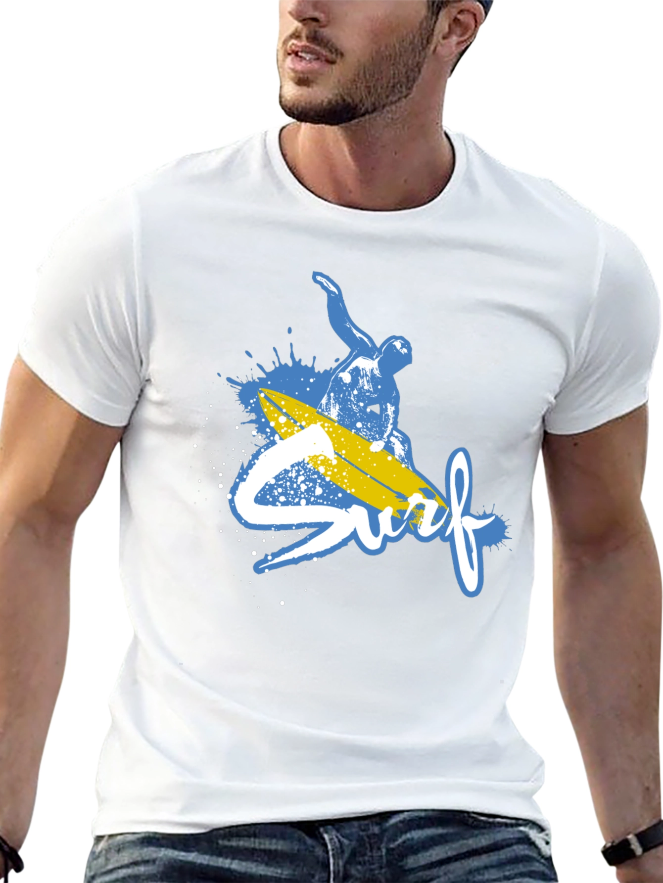 Surfs Up Graphic Tee - Black Cotton T-Shirt