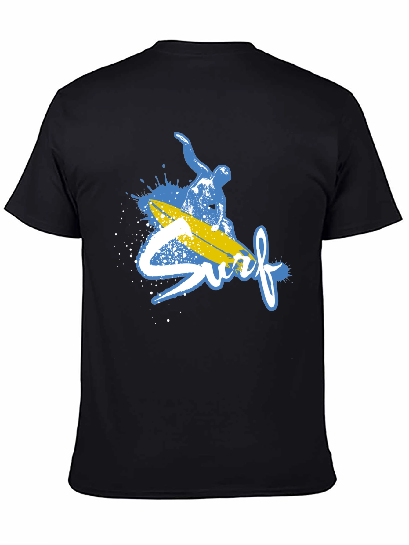 Surfs Up Graphic Tee - Black Cotton T-Shirt