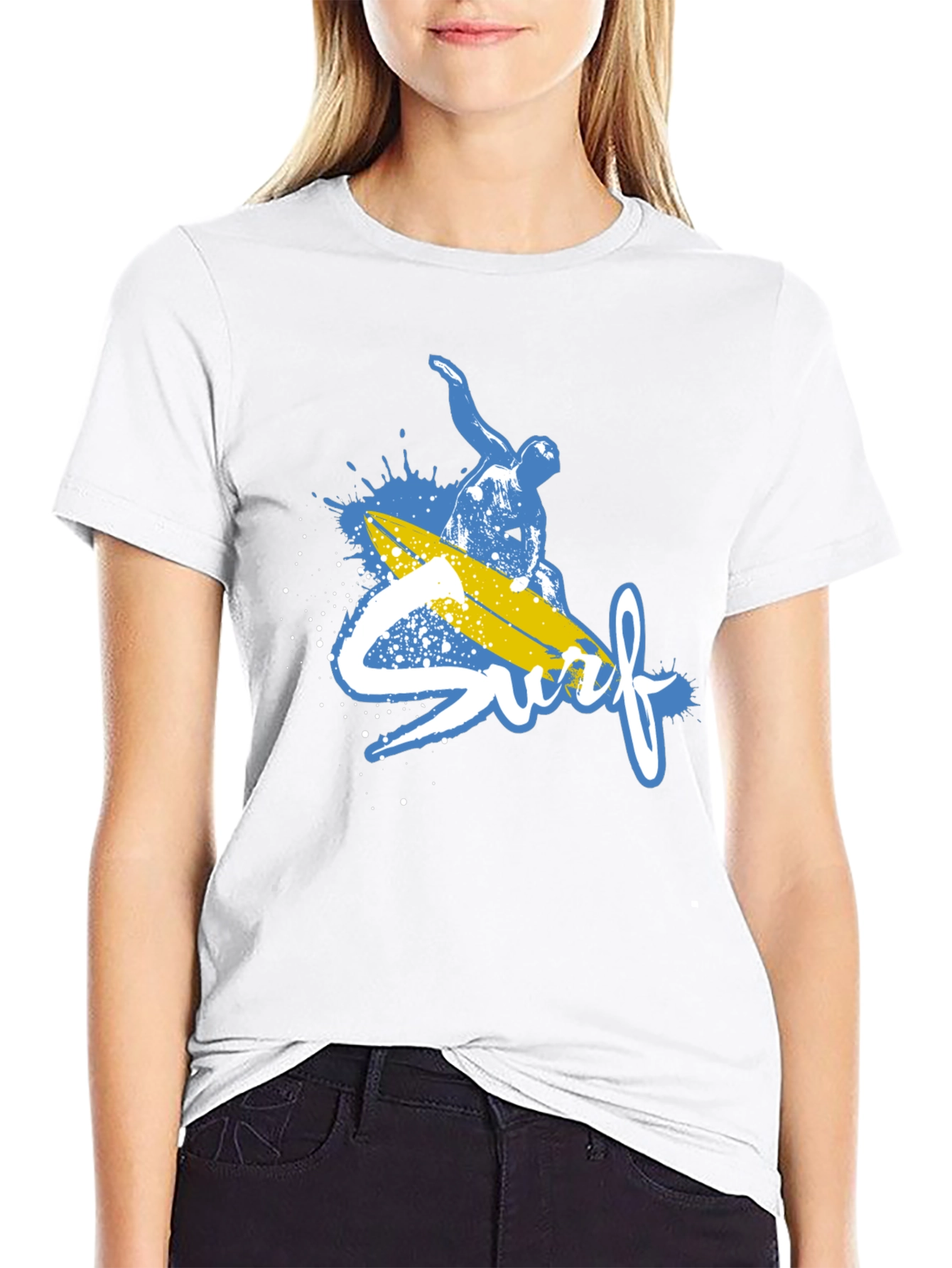 Surfs Up Graphic Tee - Black Cotton T-Shirt