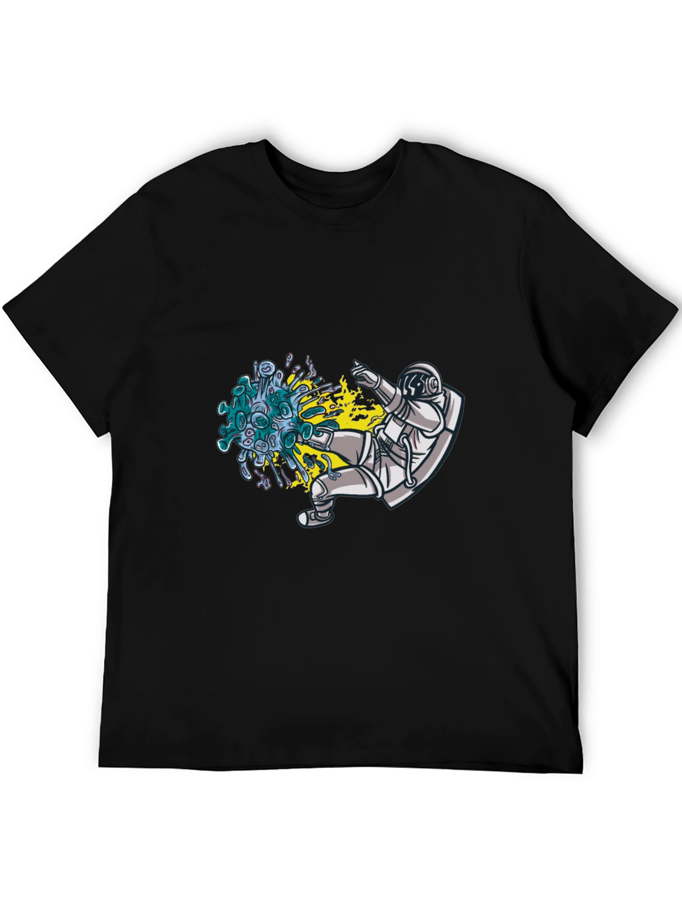 Astronaut Kicking Virus Graphic T-Shirt