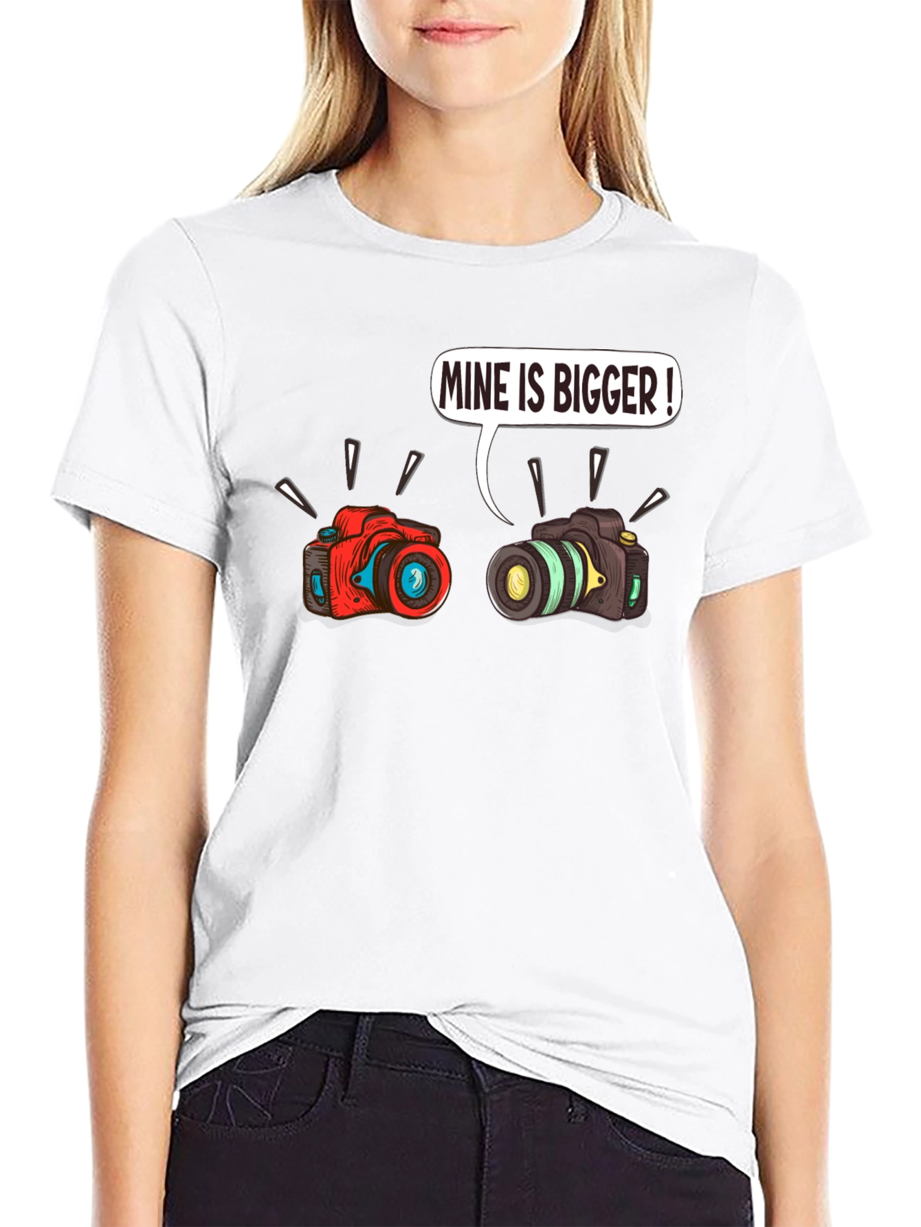 Mine is Bigger Camera T-Shirt Funny Photo Tee