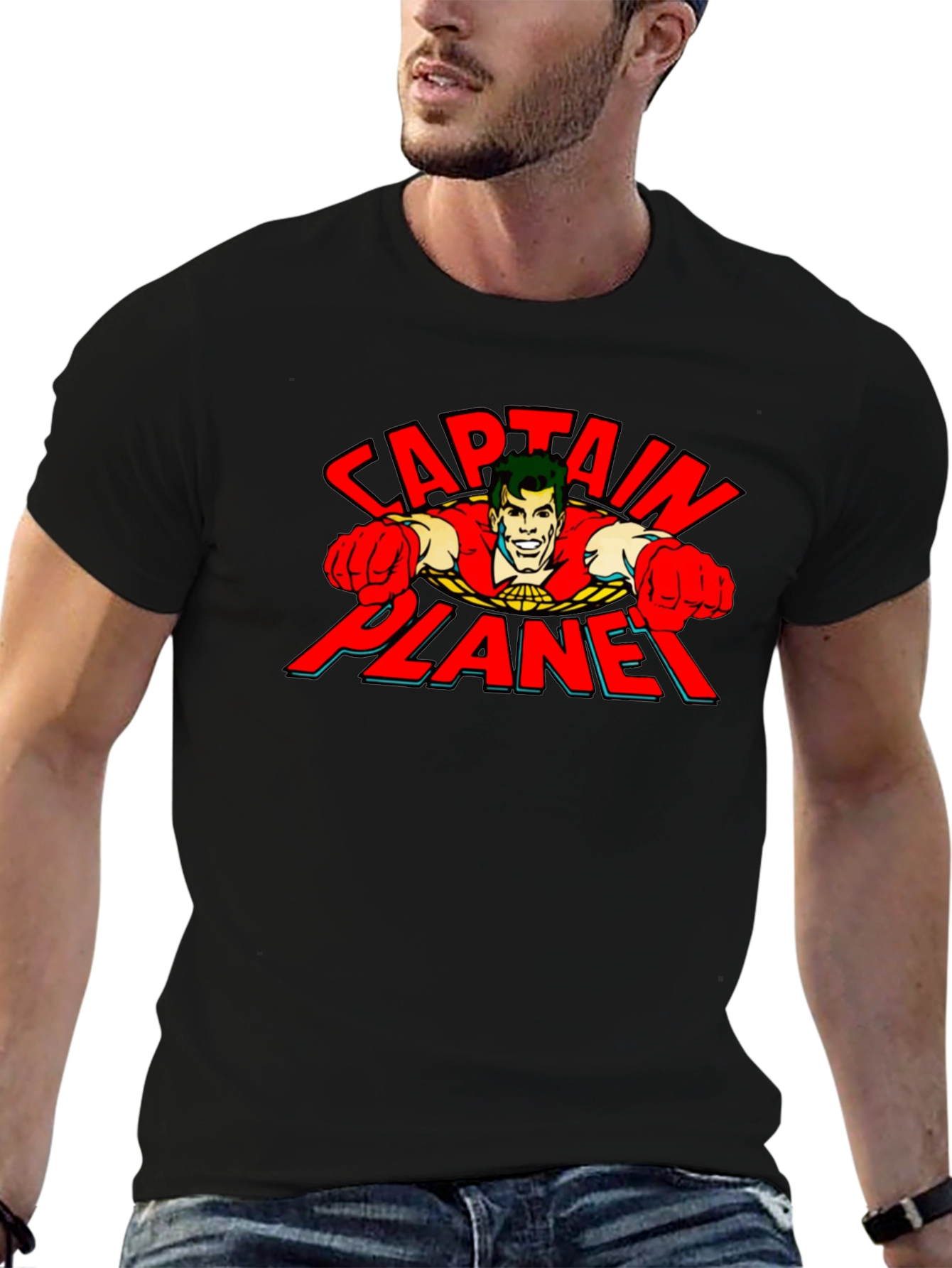 Captain Planet Graphic T-Shirt - Retro Cartoon Tee