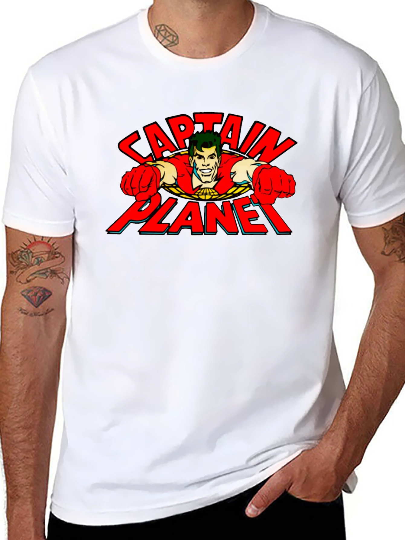 Captain Planet Graphic T-Shirt - Retro Cartoon Tee