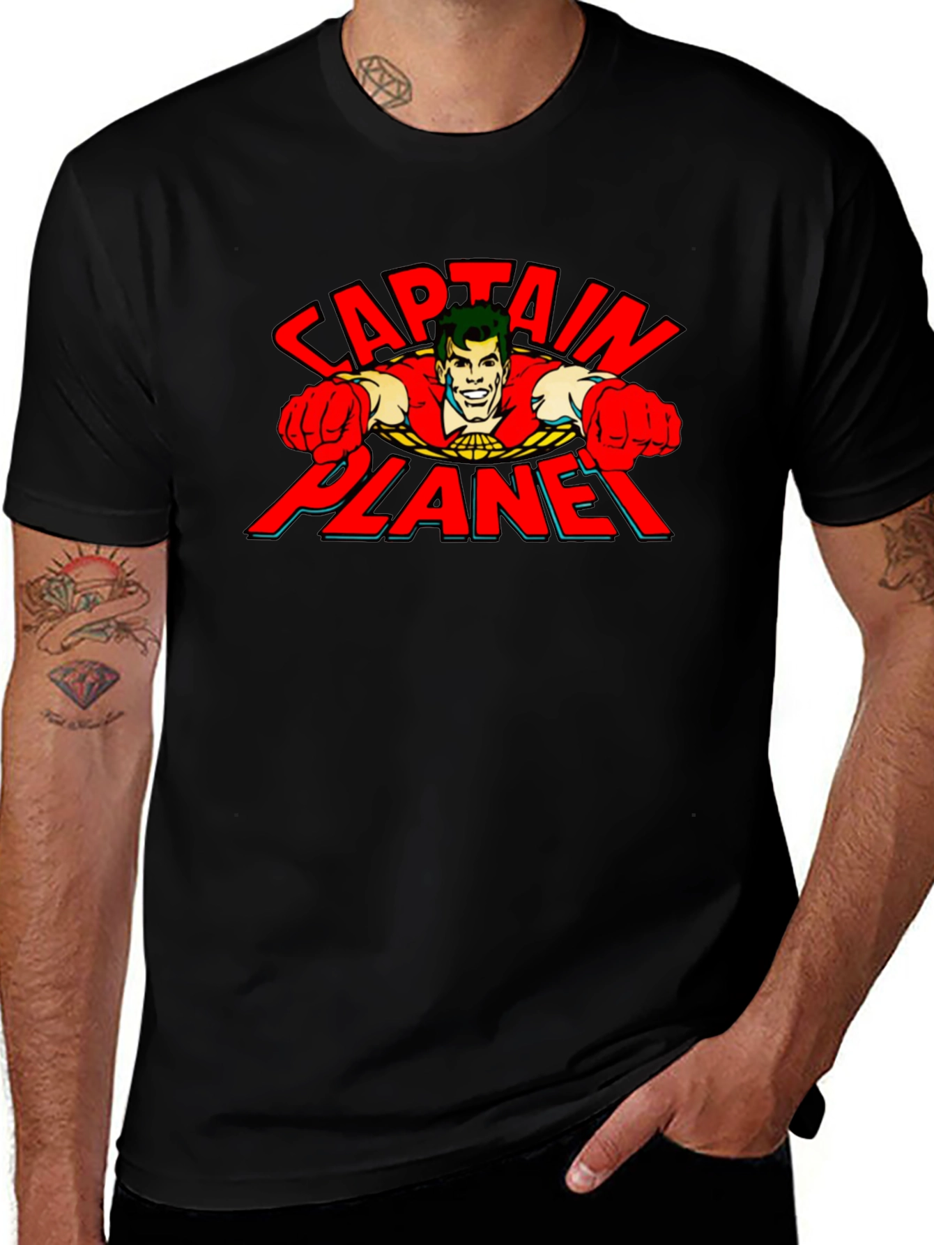 Captain Planet Graphic T-Shirt - Retro Cartoon Tee