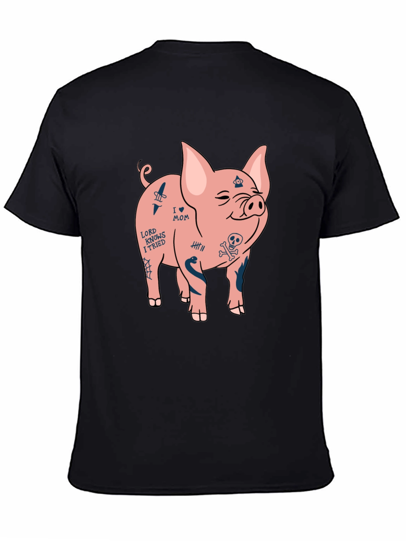 Tattooed Pig Graphic Tee - Mens Black T-Shirt