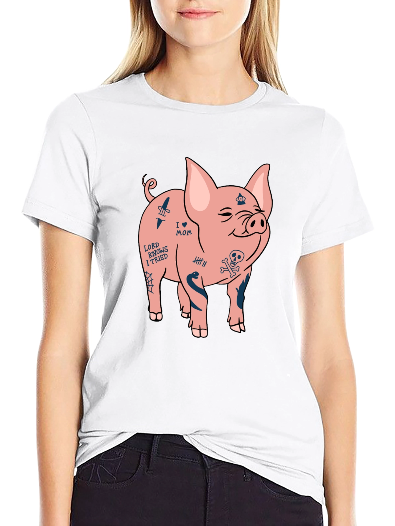 Tattooed Pig Graphic Tee - Mens Black T-Shirt