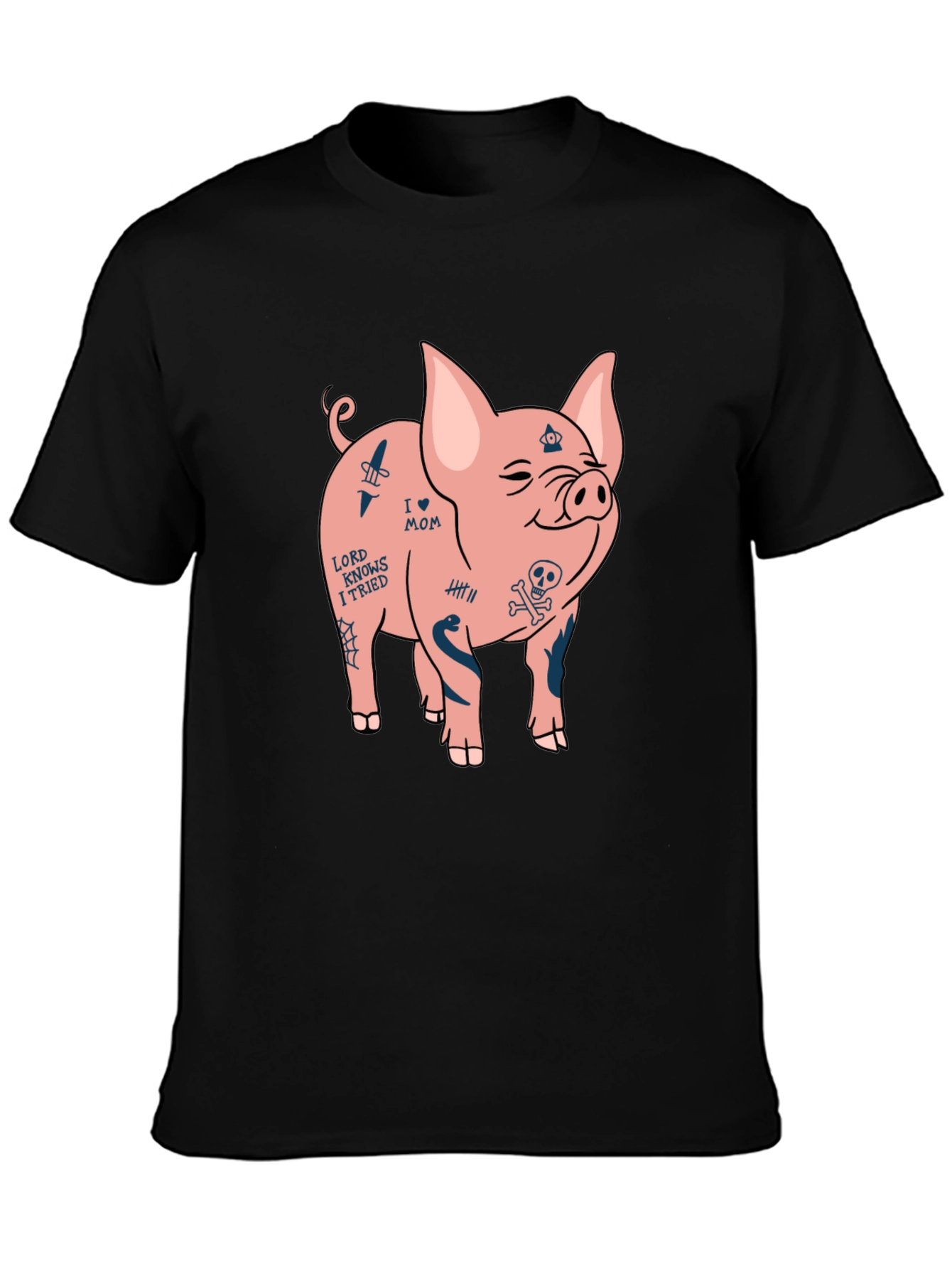 Tattooed Pig Graphic Tee - Mens Black T-Shirt