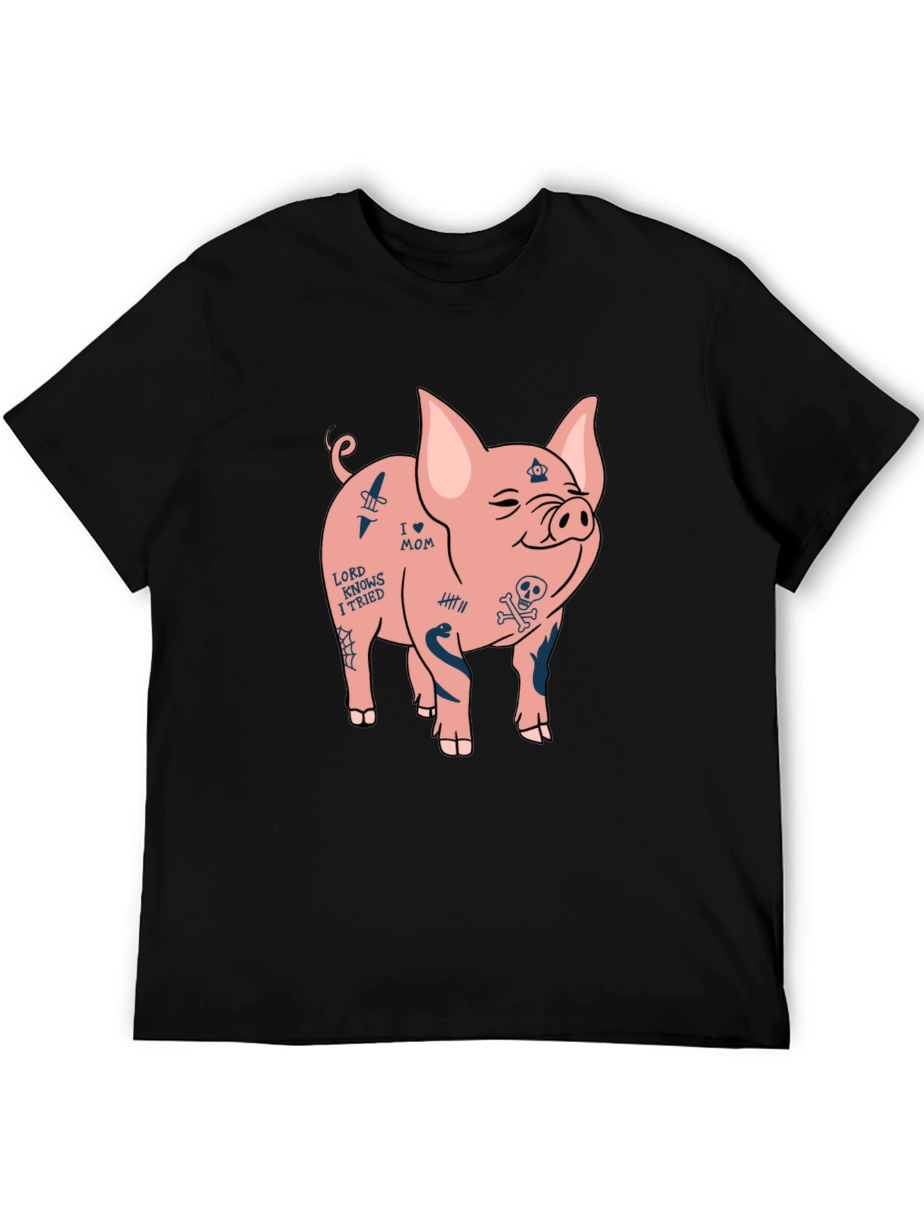 Tattooed Pig Graphic Tee - Mens Black T-Shirt