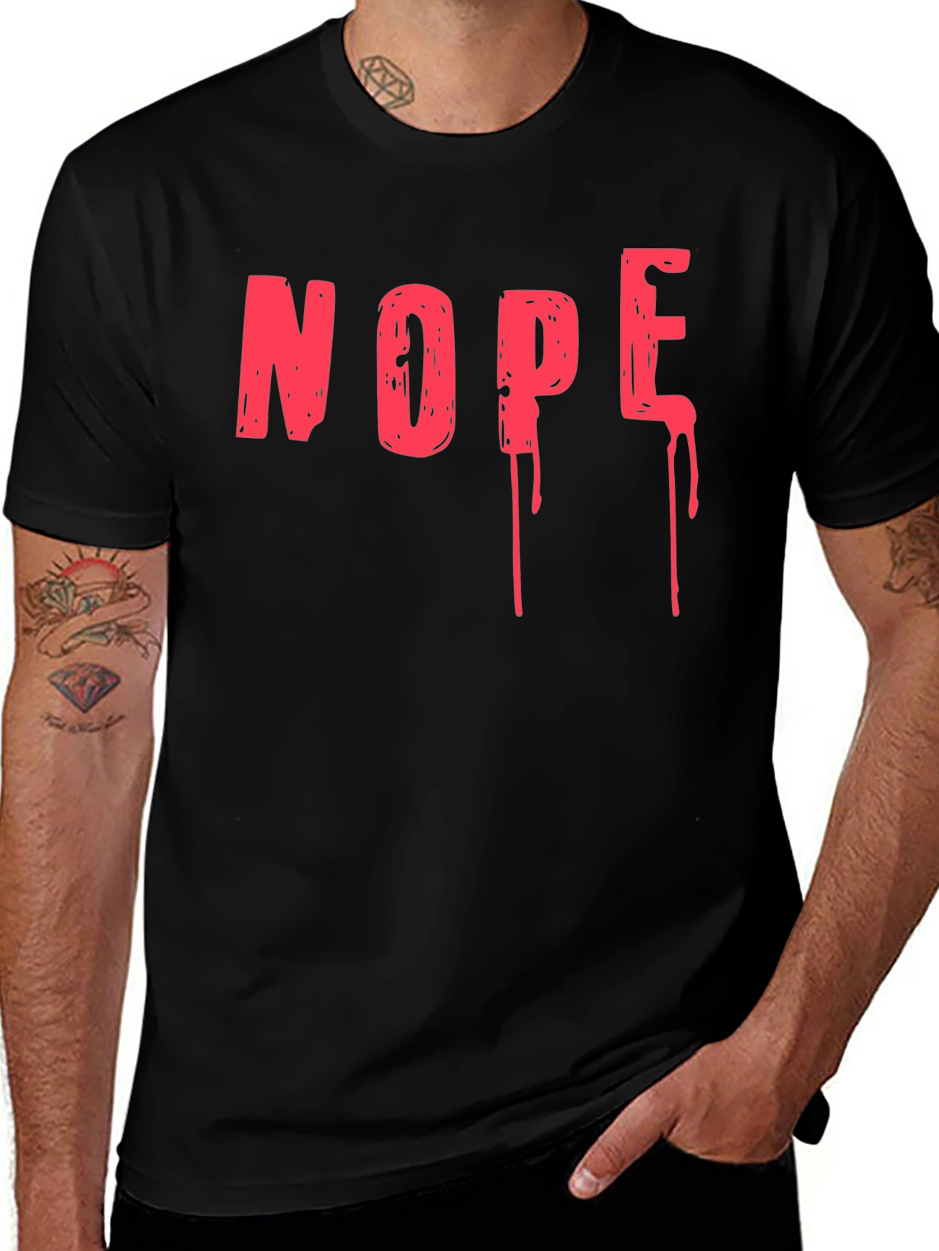 Nope Drip Graphic Tee - Black Cotton T-Shirt