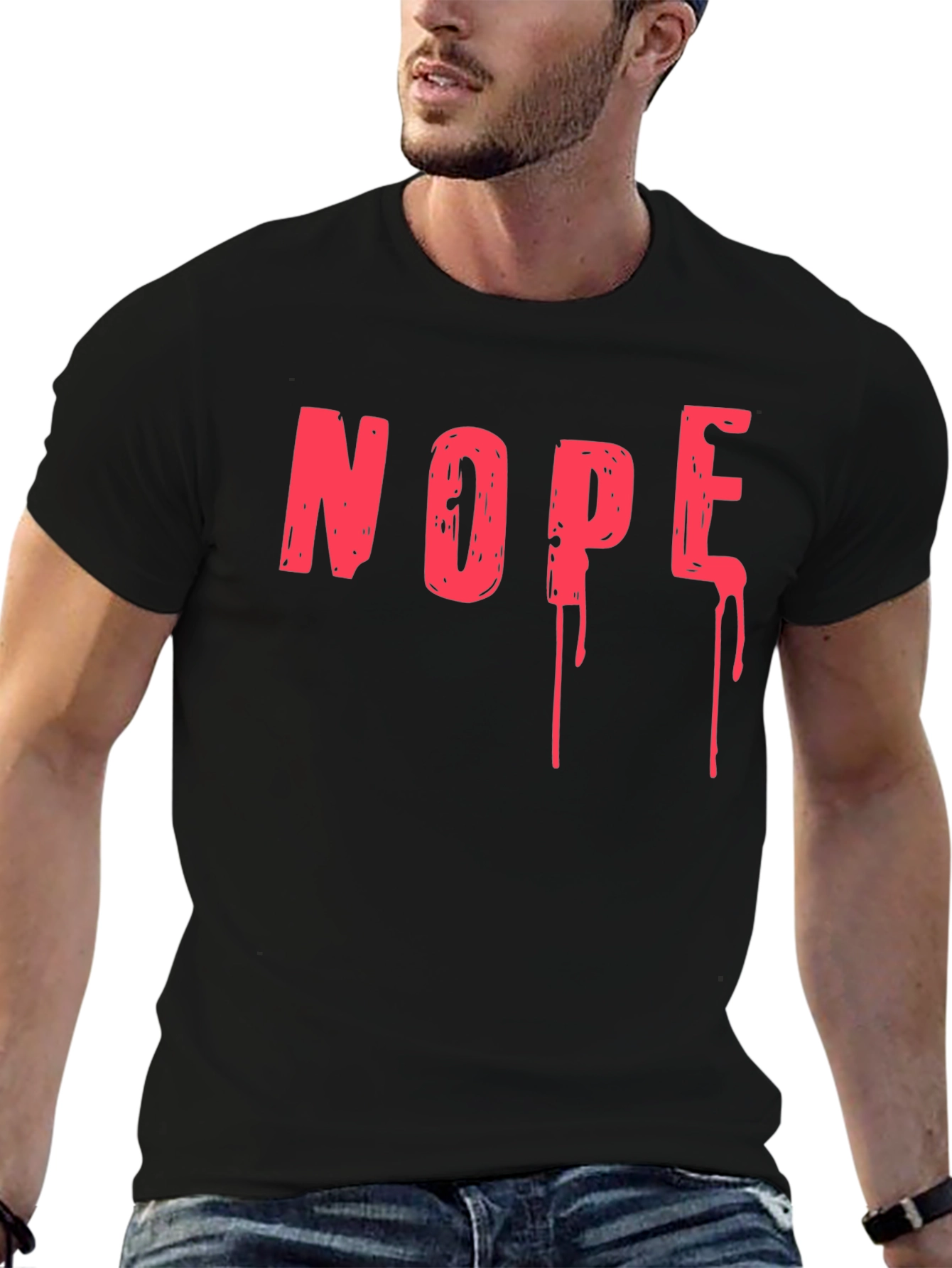 Nope Drip Graphic Tee - Black Cotton T-Shirt