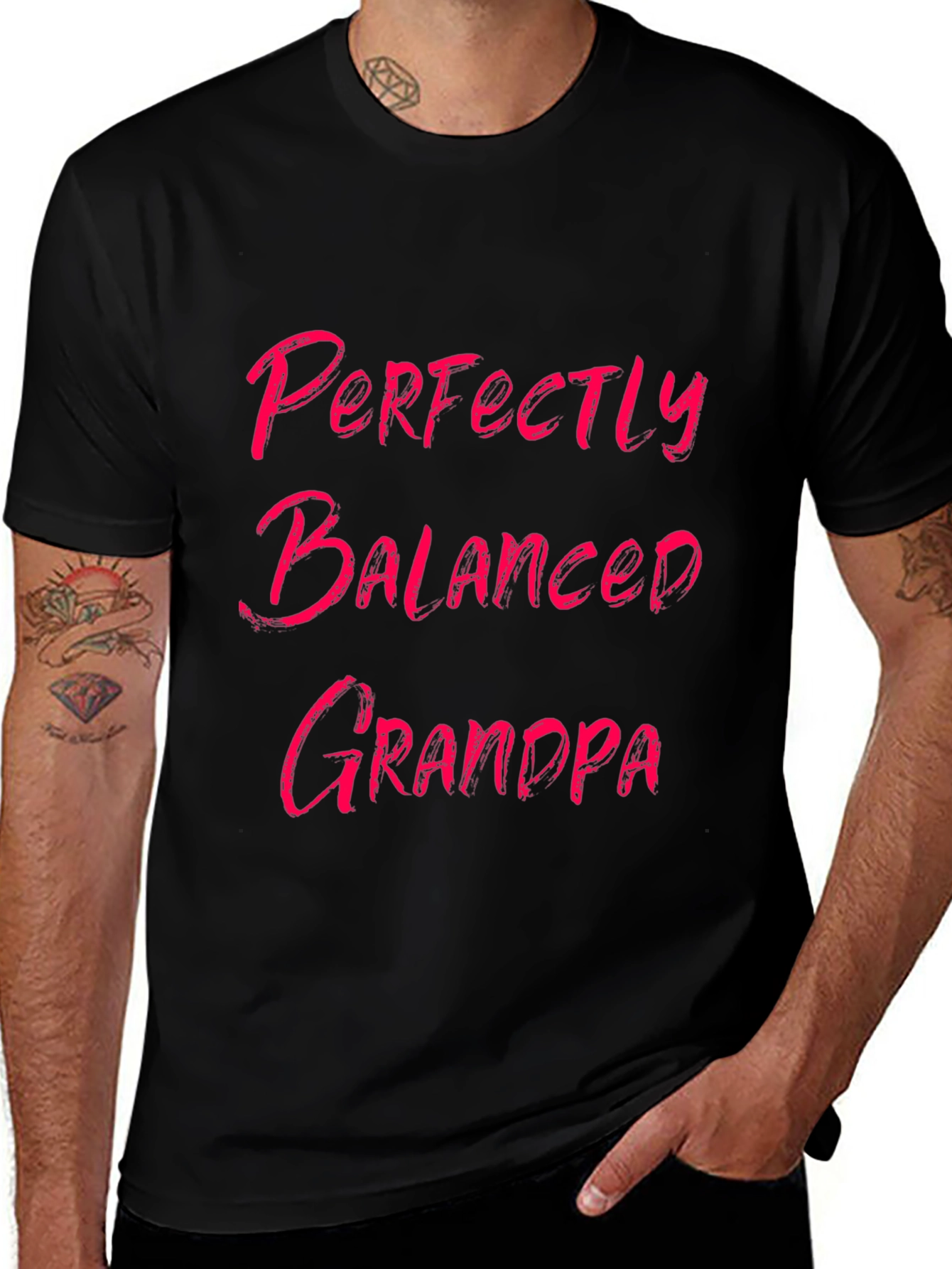 Perfectly Balanced Grandpa Black Graphic Tee