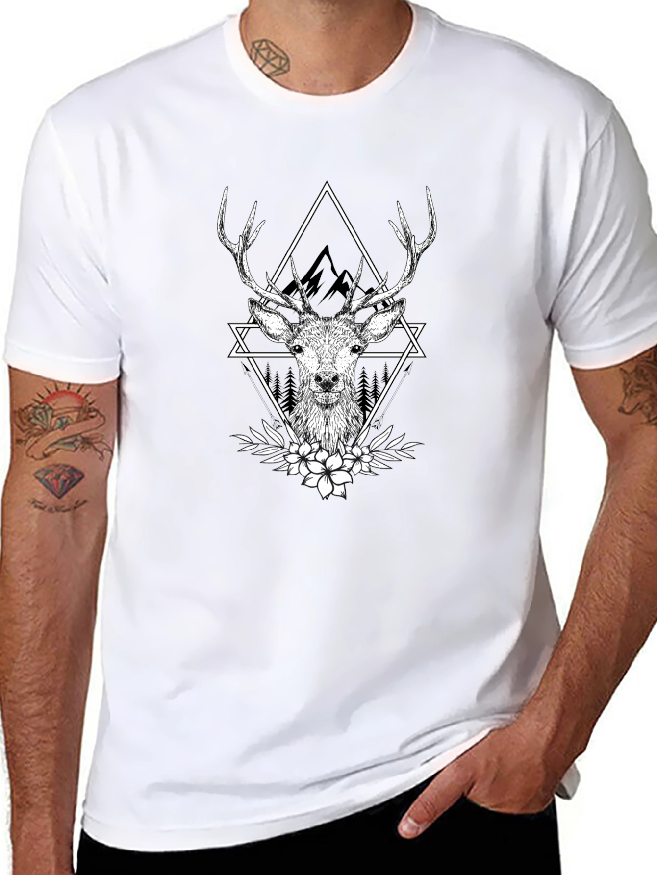 Deer Graphic Tee - Black Mens T-Shirt