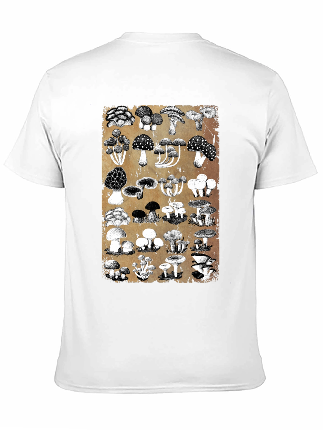 Mushroom Print Black T-Shirt - Nature Lovers Tee