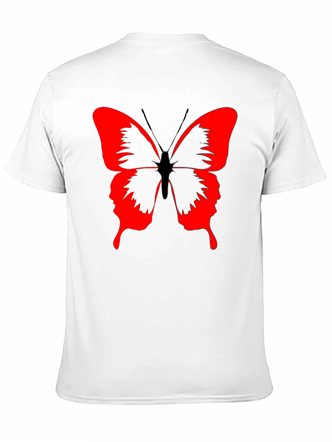 Butterfly Graphic Black T-Shirt - Bold Red Design