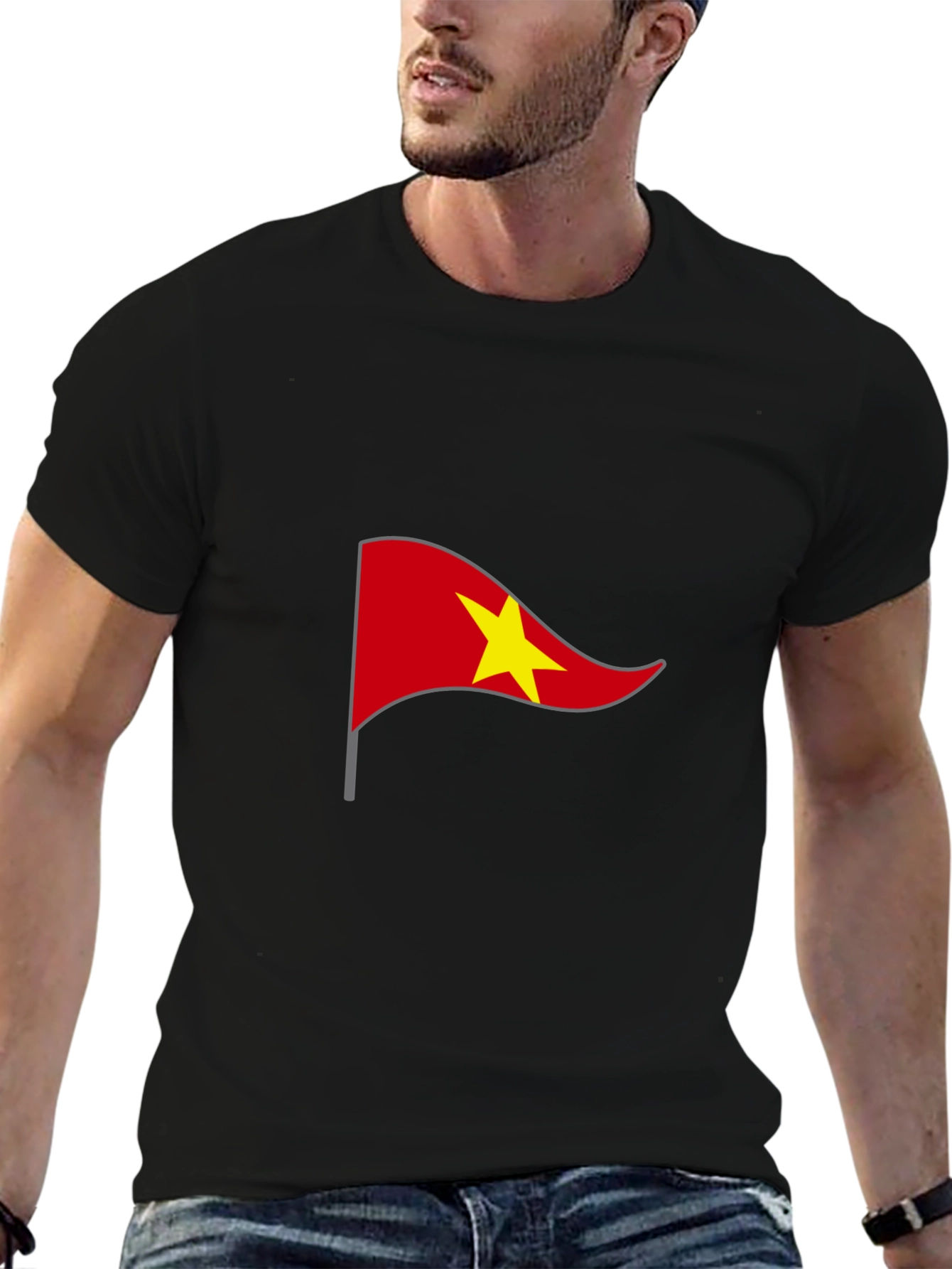 Vietnam Flag Graphic Tee - Black Casual T-Shirt