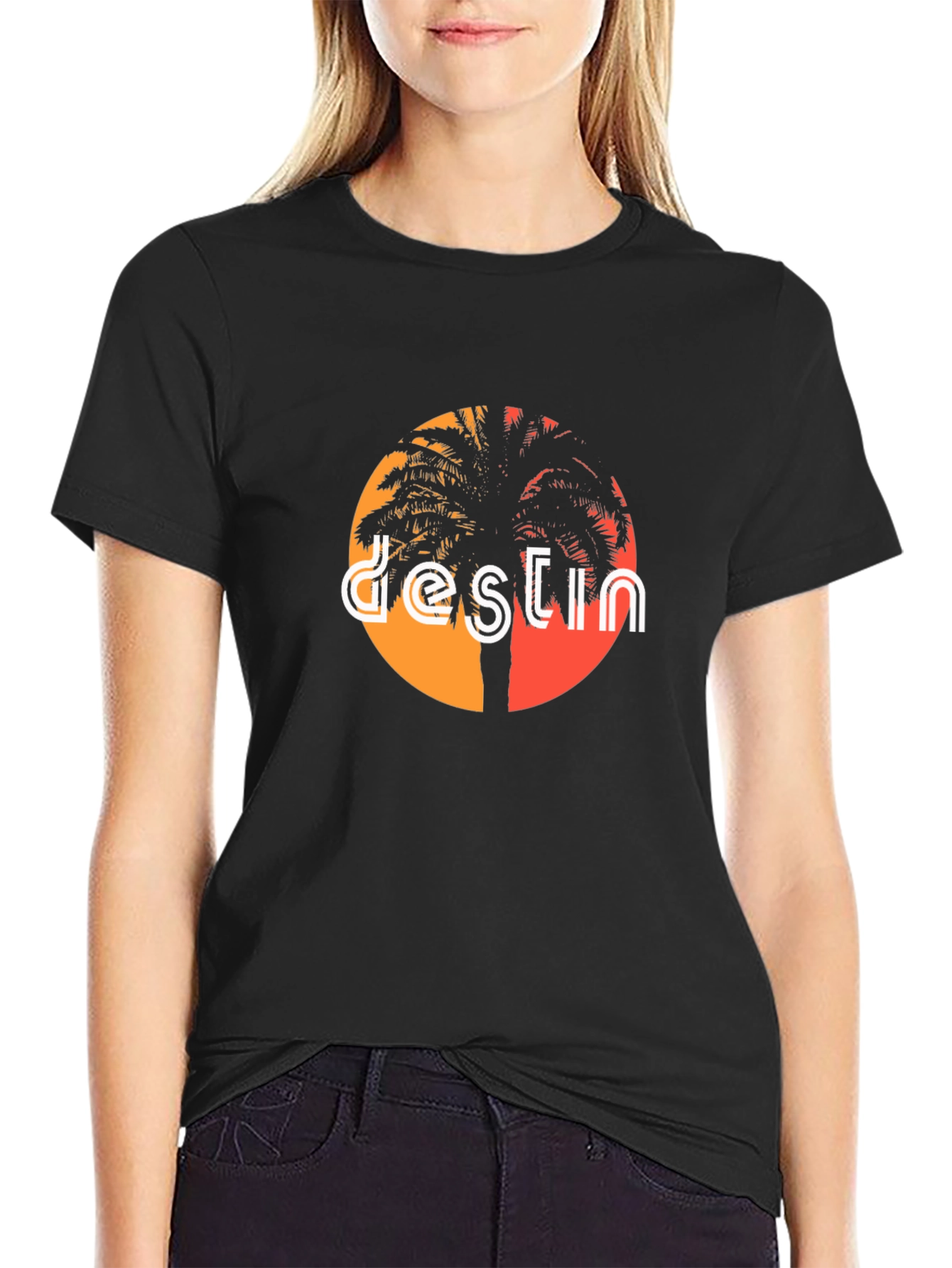 Destin Palm Tree Graphic Tee - Black