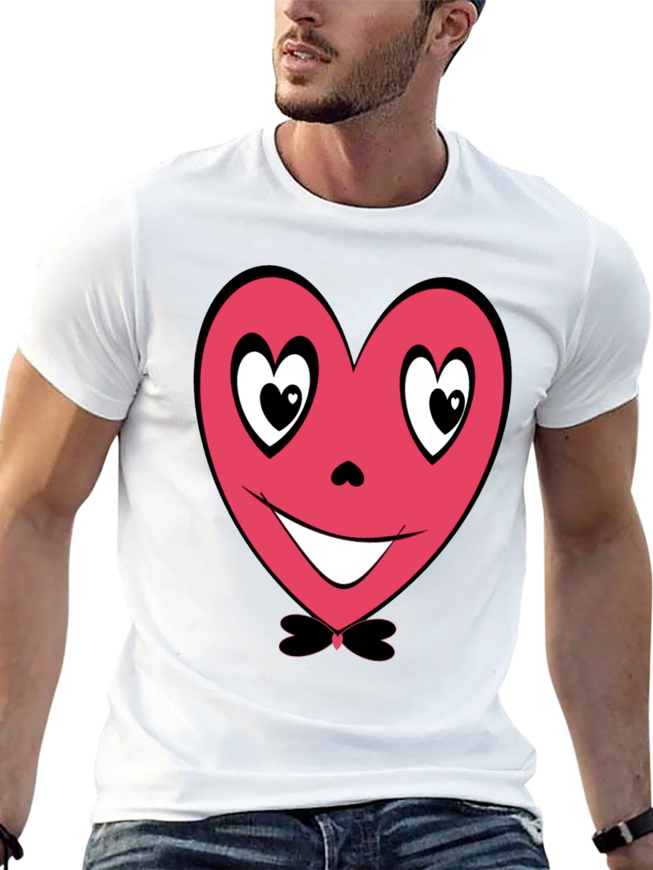 Heart Face Graphic Tee - Valentines Day