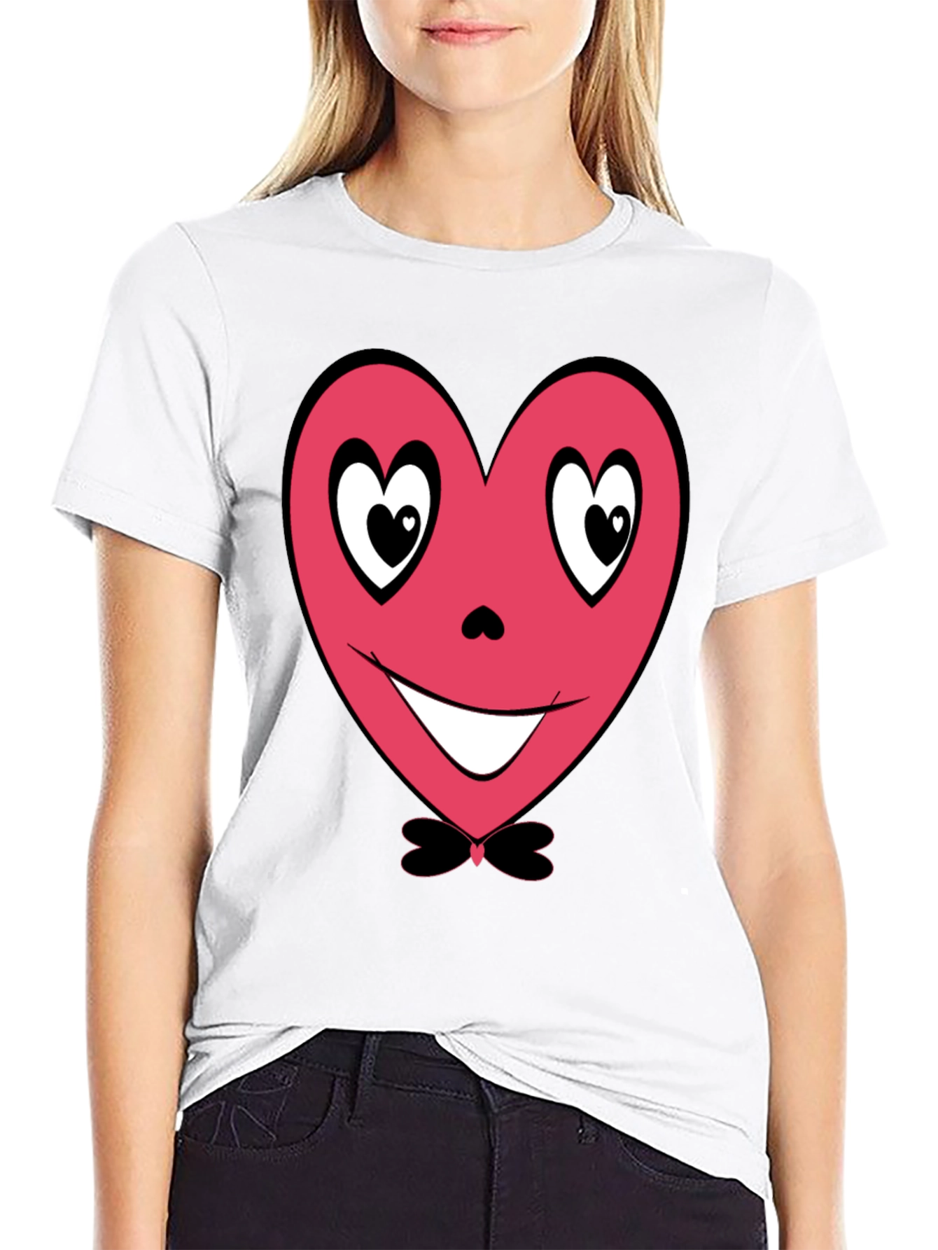 Heart Face Graphic Tee - Valentines Day