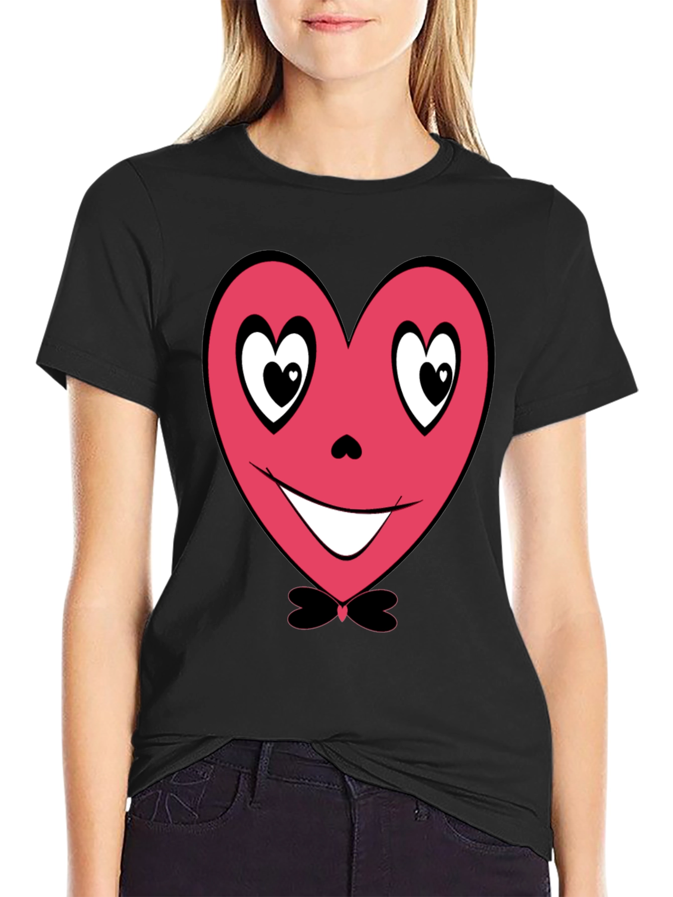 Heart Face Graphic Tee - Valentines Day