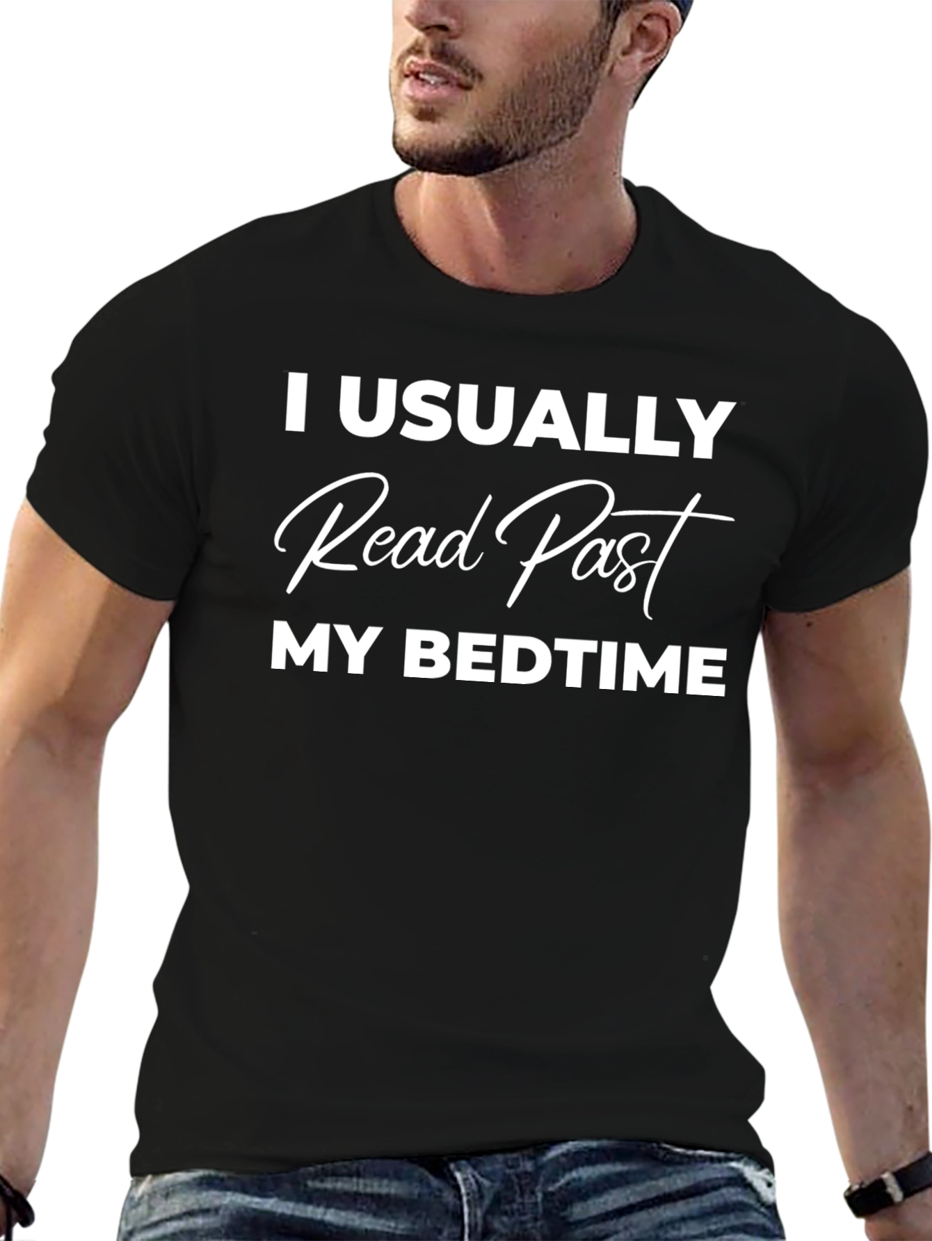 I Usually Read Past My Bedtime Black T-Shirt