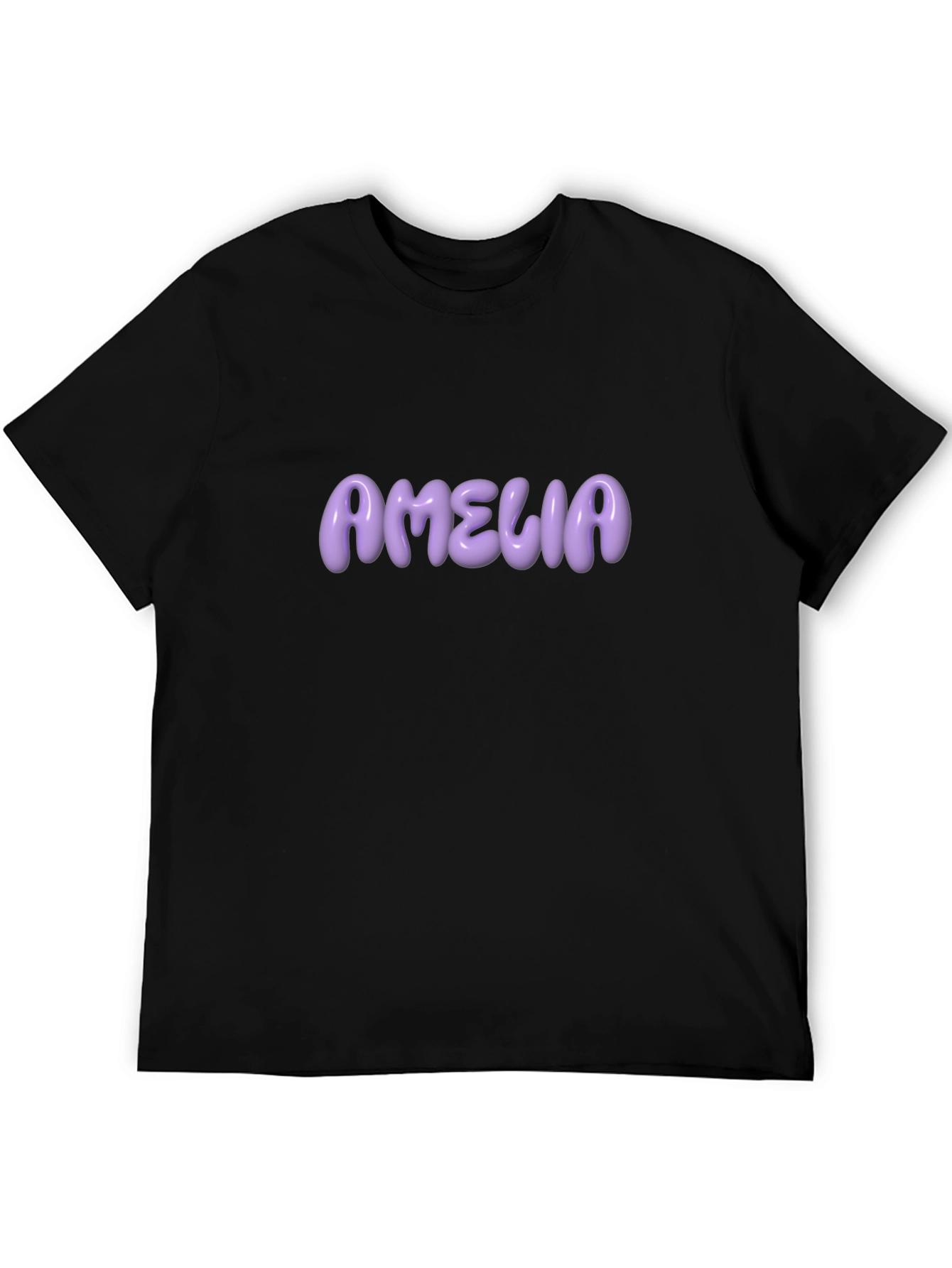Amelia Purple Lettering Black T-Shirt