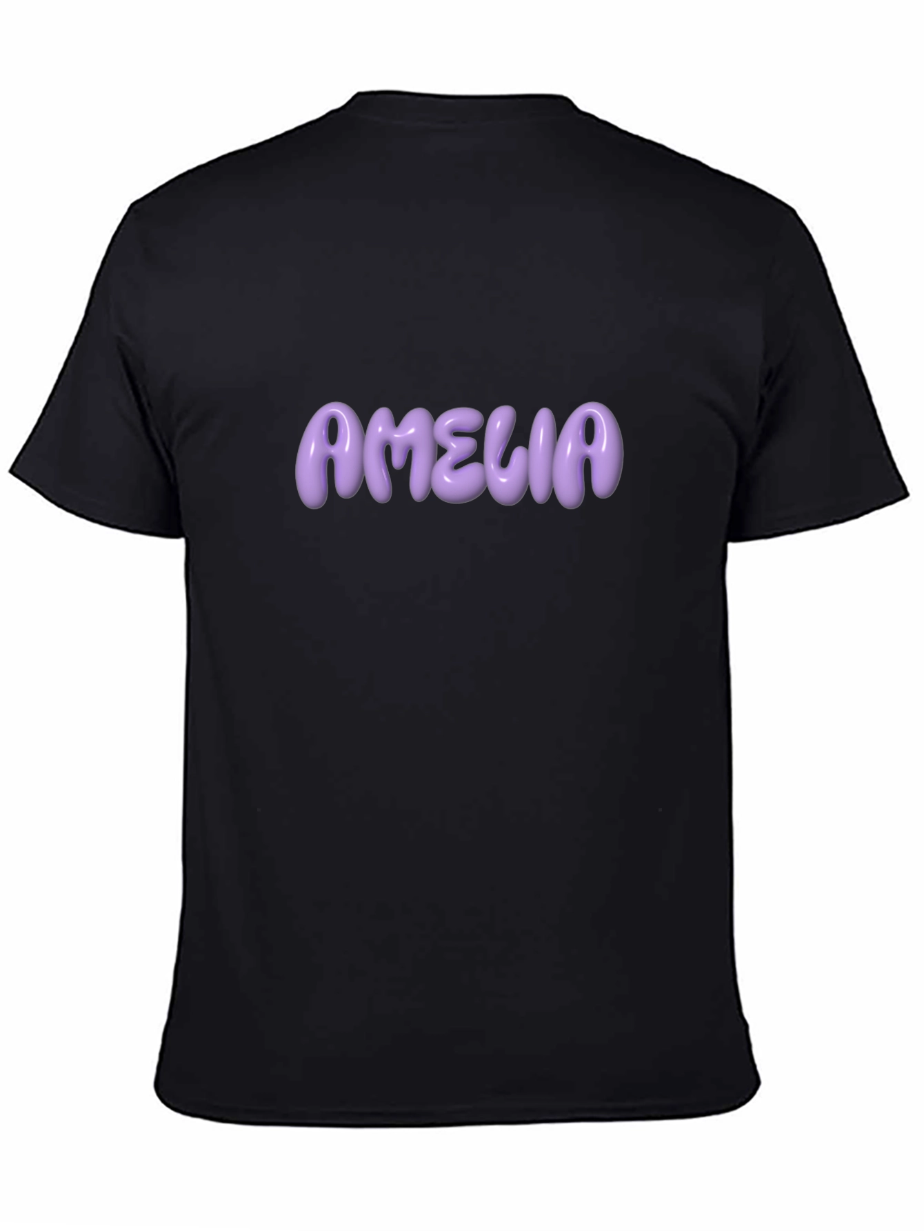 Amelia Purple Lettering Black T-Shirt