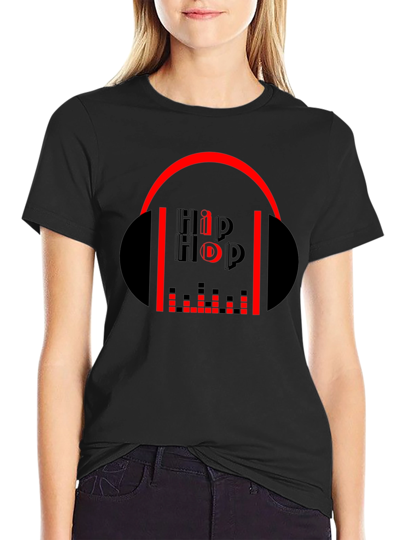 Hip Hop Graphic Tee - Black Cotton Music T-Shirt