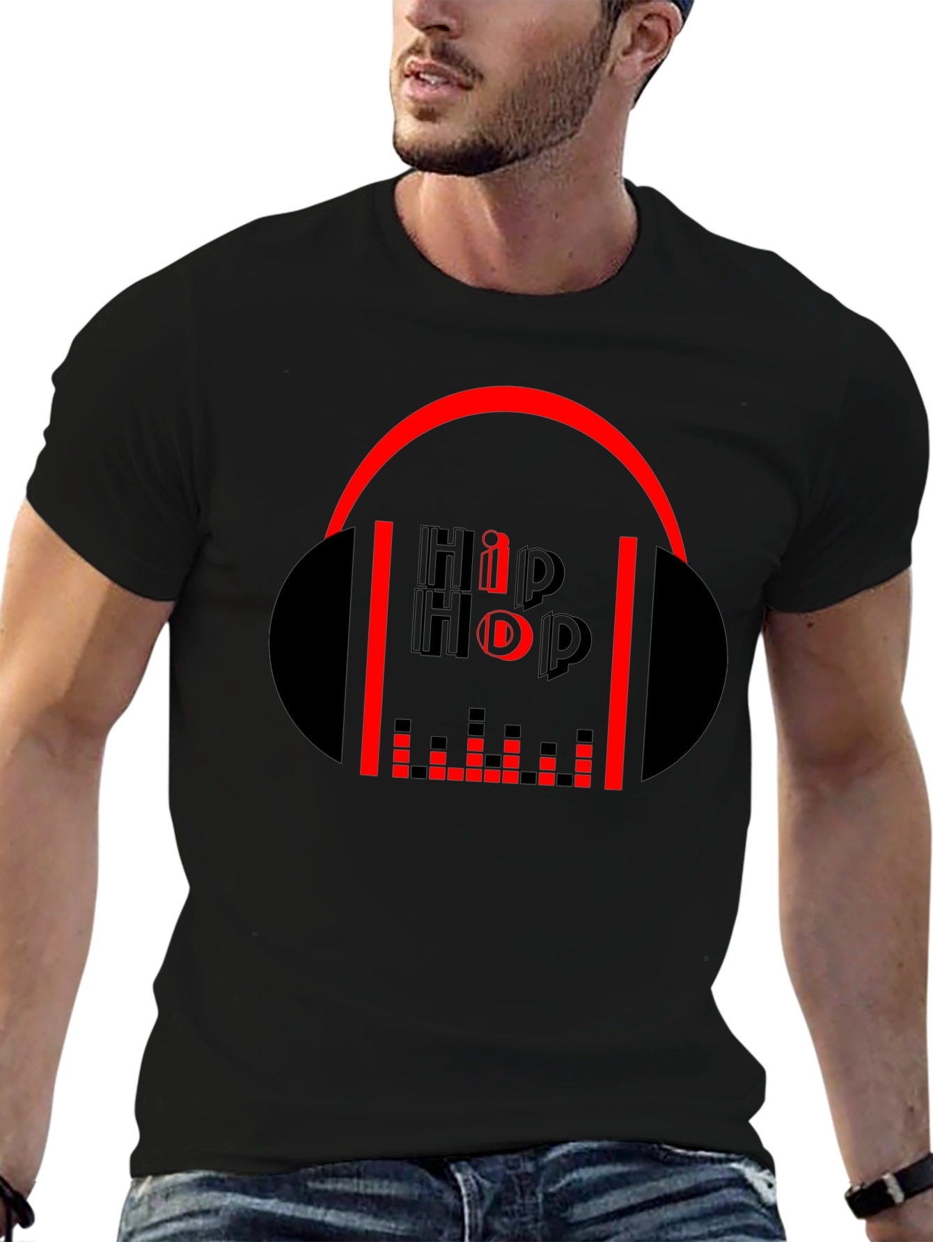 Hip Hop Graphic Tee - Black Cotton Music T-Shirt