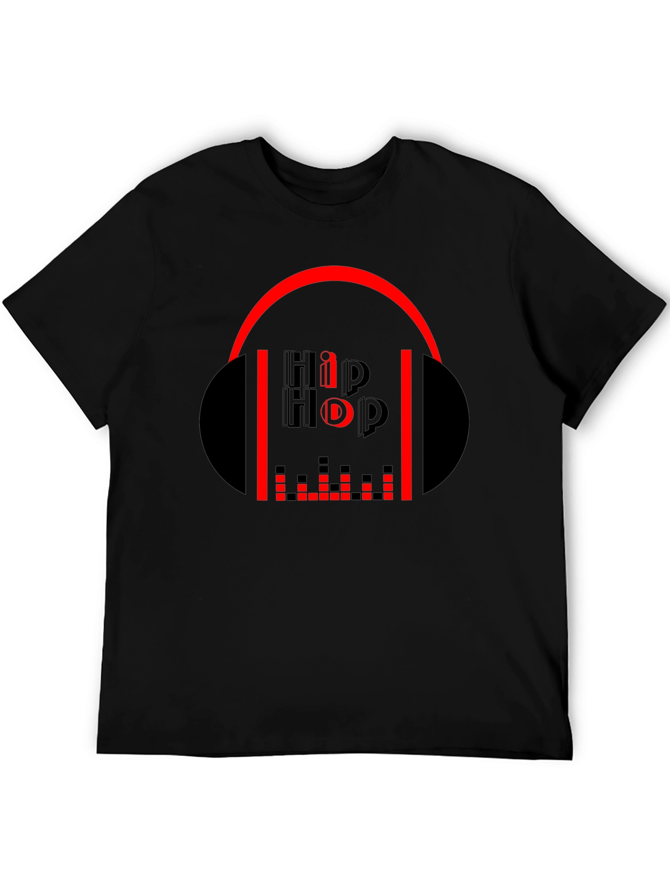 Hip Hop Graphic Tee - Black Cotton Music T-Shirt