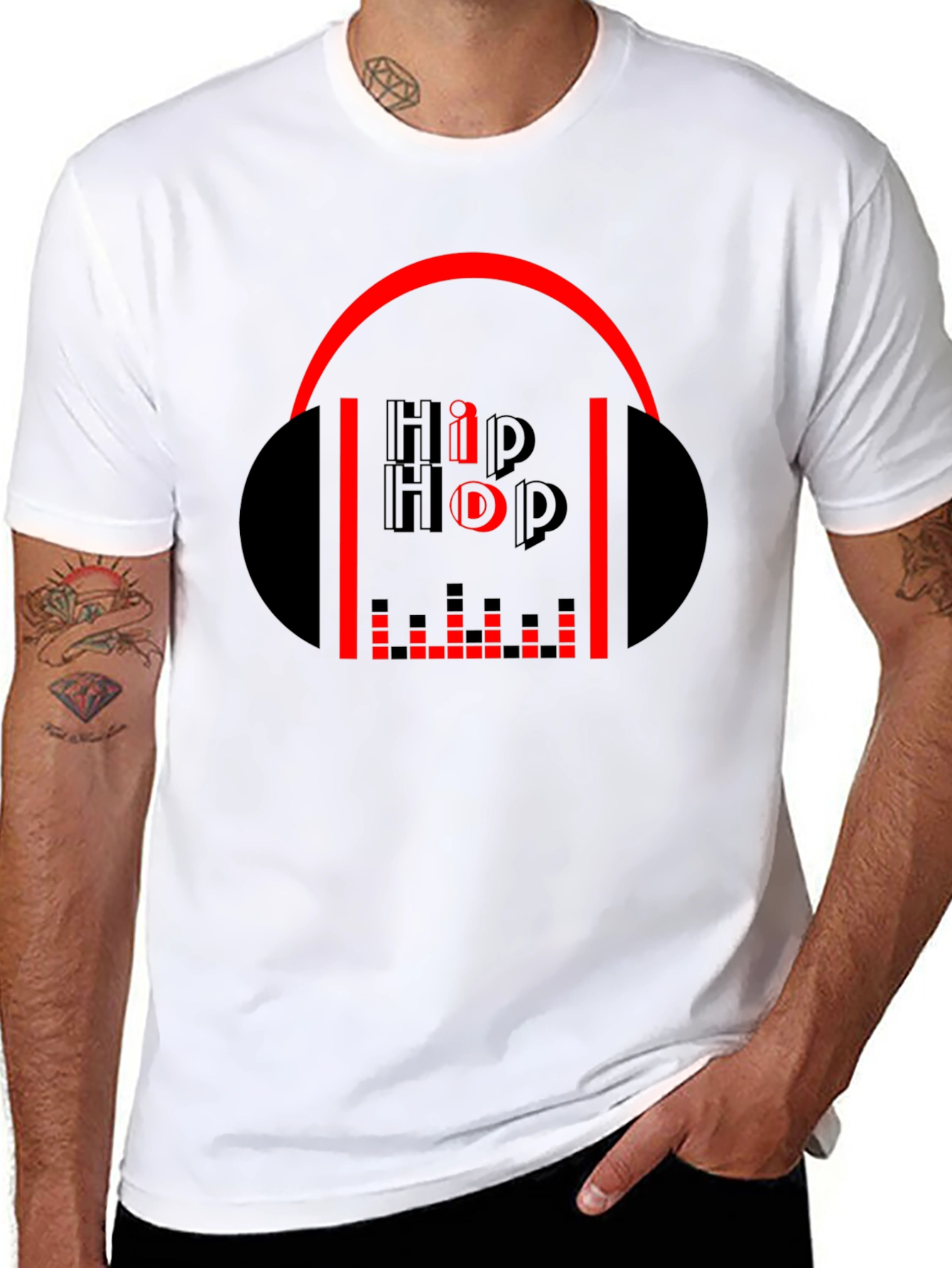 Hip Hop Graphic Tee - Black Cotton Music T-Shirt