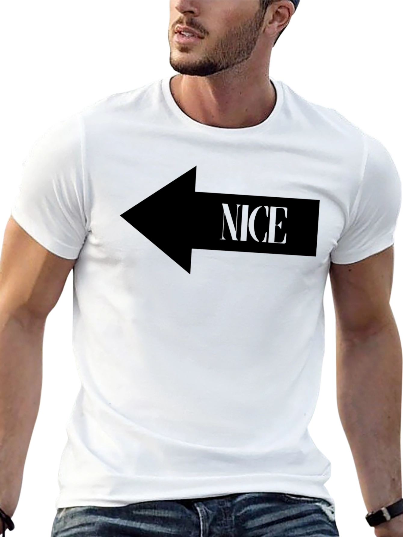 Nice Left Arrow Black T-Shirt Graphic Tee